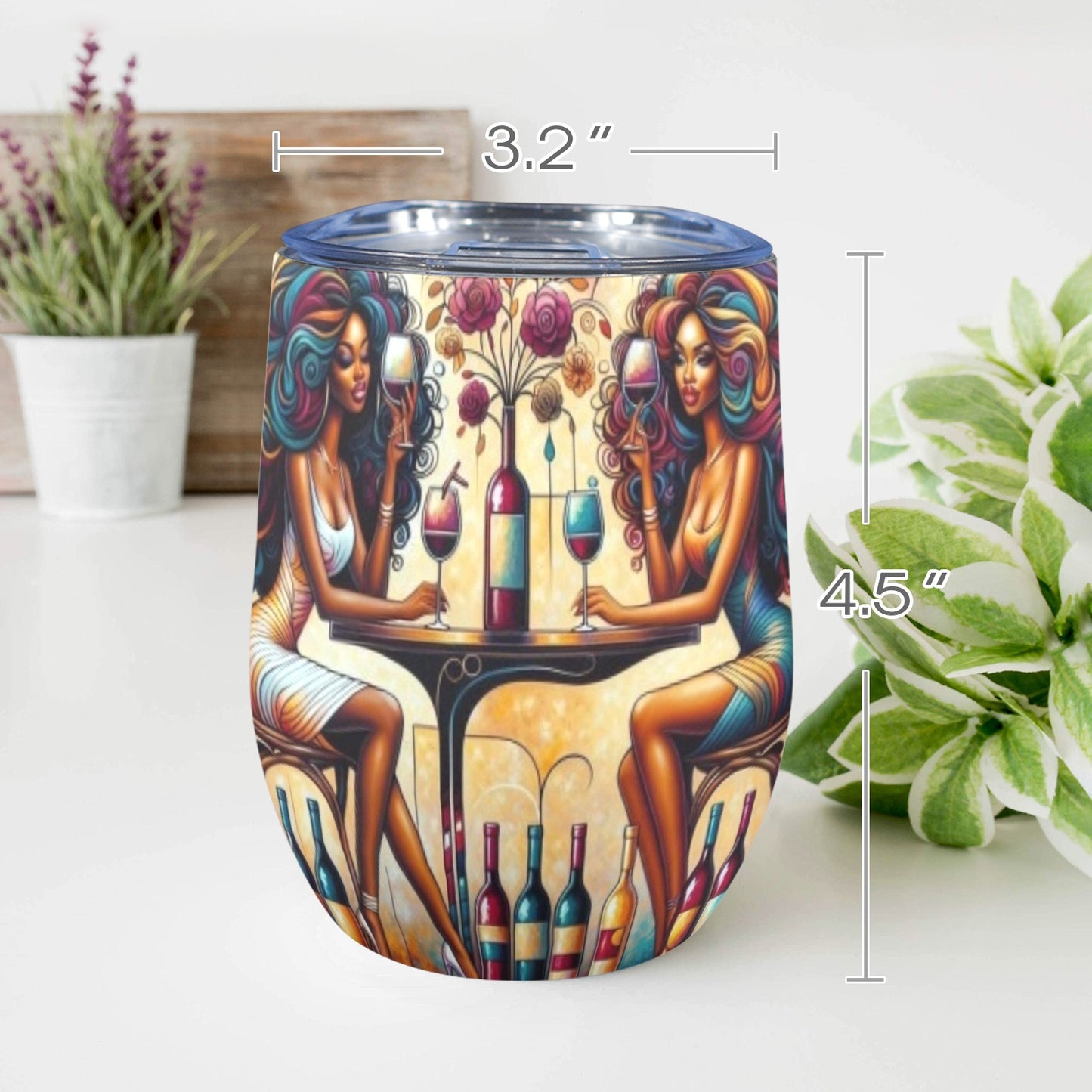 12oz Wine Tumbler - Velvet's View - Sip & Savor - Exquisite Elegance Coaster and Wine Tumbler Collection
