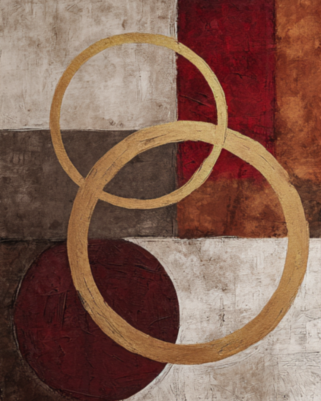 Modern Geometric Bathroom Set | Gold & Red Abstract Shower Curtain | Bold Afro-Inspired Bath Décor - Square Towel 13“x13” – L588321