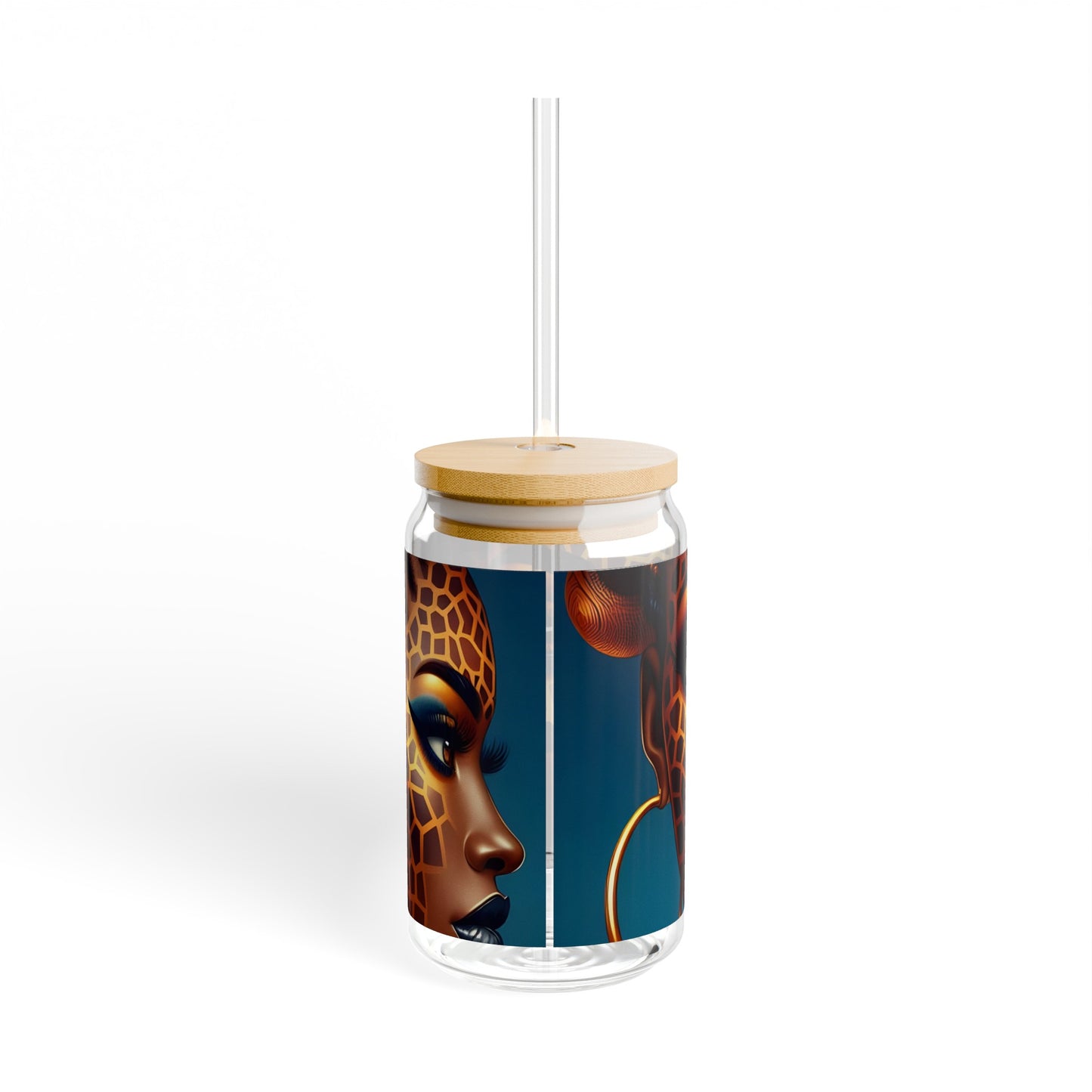 Sipper Glass - Black Girl Art - Velvet's View - Regal Radiance Collection - 16oz