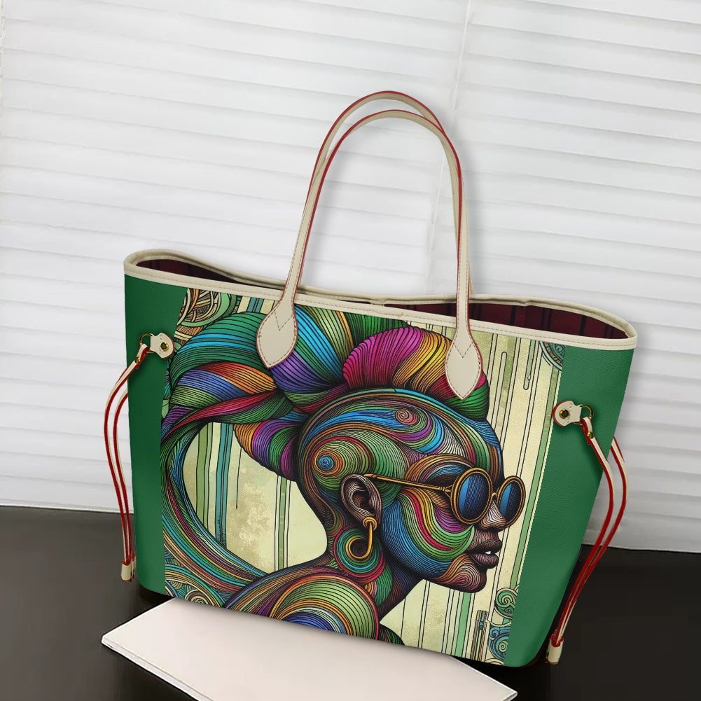 Rhythmic Radiance: Afrocentric Artistry for Fashion Accessories - Women PU Leather Handbags - #2013