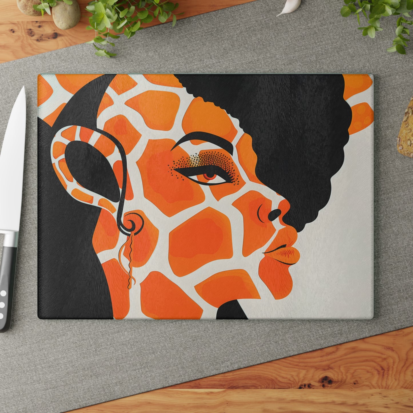 Glass Cutting Board - Giraffe Essence - A Fusion of Nature and Elegance Collection #2016