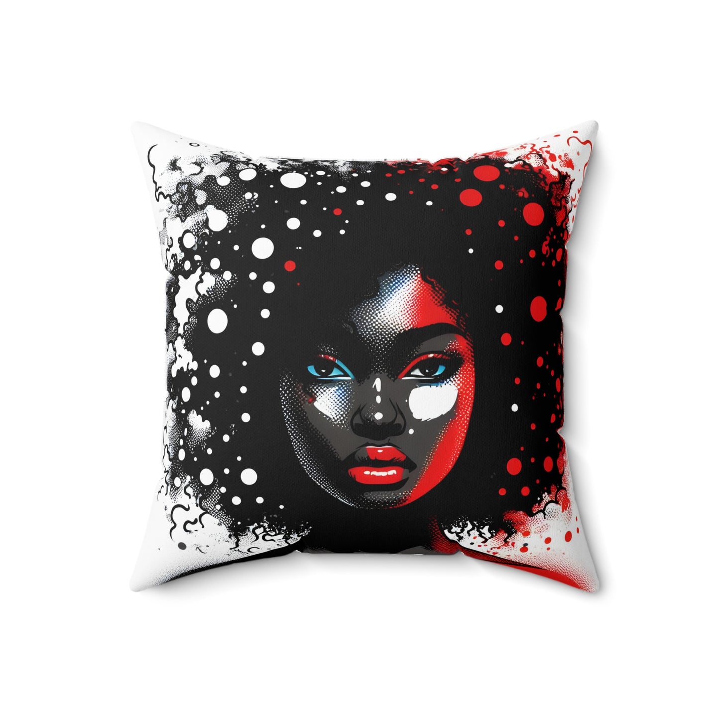 Spun Polyester Square Pillow - Black Girl Art - Velvet's View - Vibrant Visions Collection