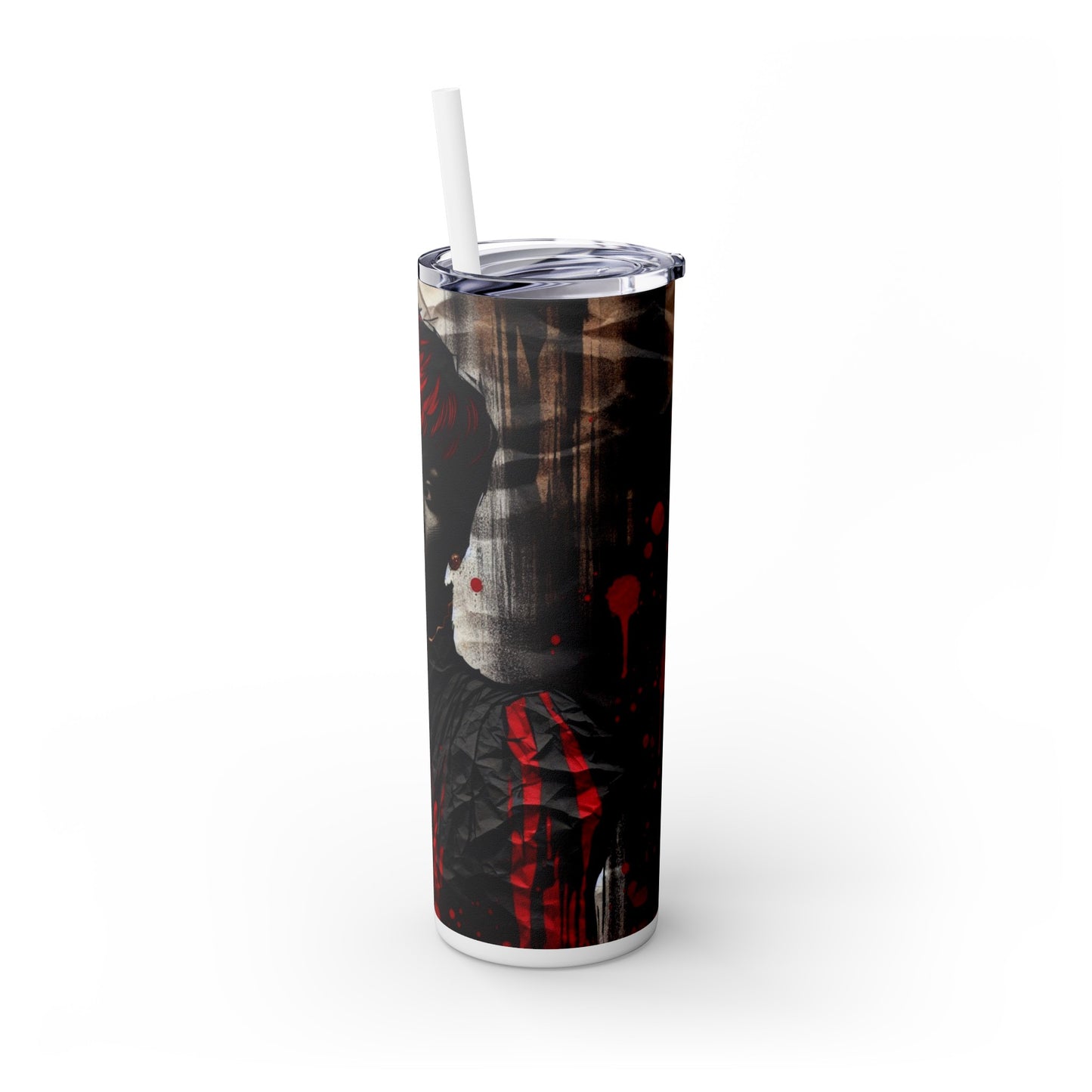 Bold Expressions: A Red and Black Journey - Skinny Tumbler with Straw, 20oz - #2014