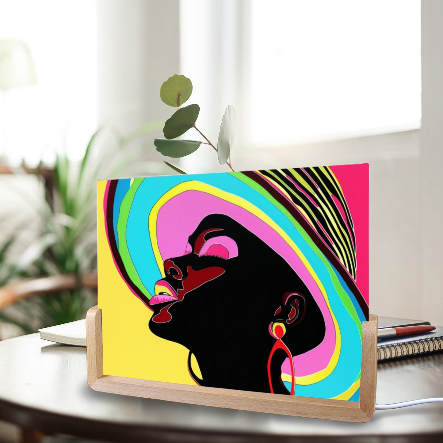 Radiant Expressions: The Bold Faces Collection - Acrylic Photo Night Light 8"x6"(U-Shaped Beech Base) - #2013