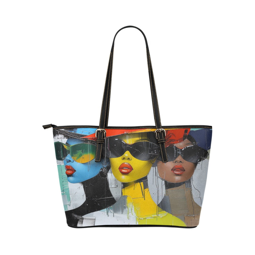 Fashion Queens: A Digital Art Collection - Leather Tote Bag/Large (Model 1651) - #2011