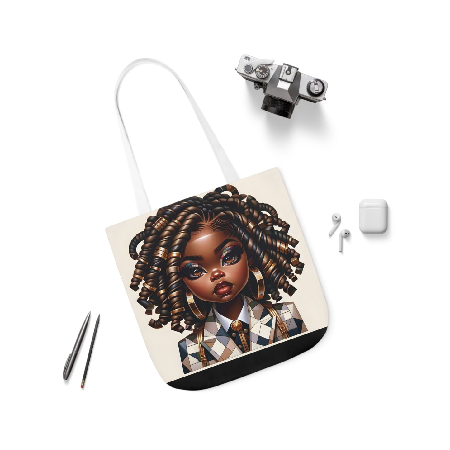 Canvas Tote Bag, 5-Color Straps - Regal Radiance: Tote Art Collection - #2011A