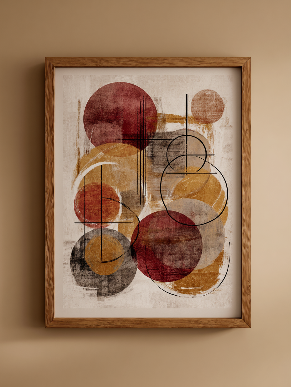 Modern Geometric Bathroom Set | Gold & Red Abstract Shower Curtain | Bold Afro-Inspired Bath Décor - Square Towel 13“x13” – L539380