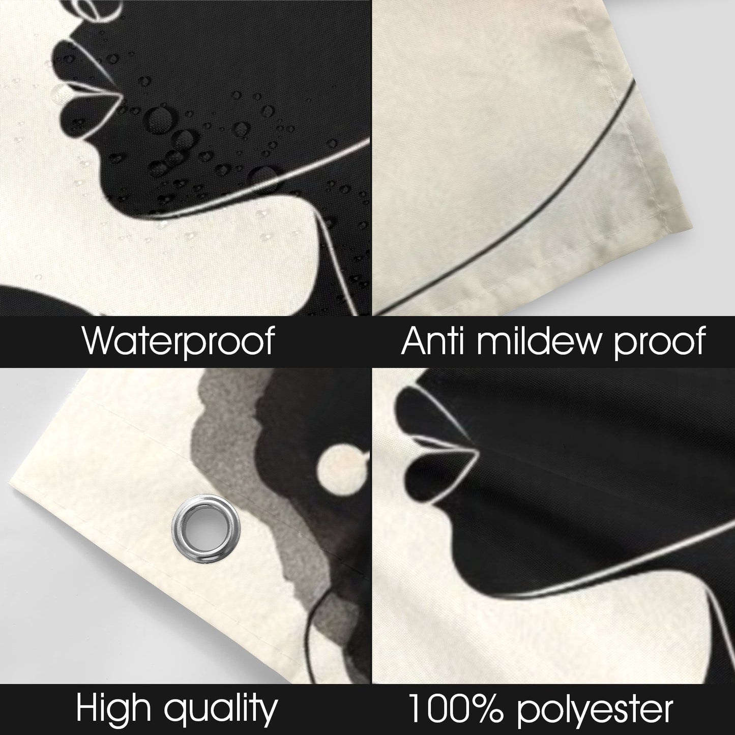 Afro Royalty Shower Curtain Collection – Black Queen Silhouette Art for Bathroom Décor - 658582429
