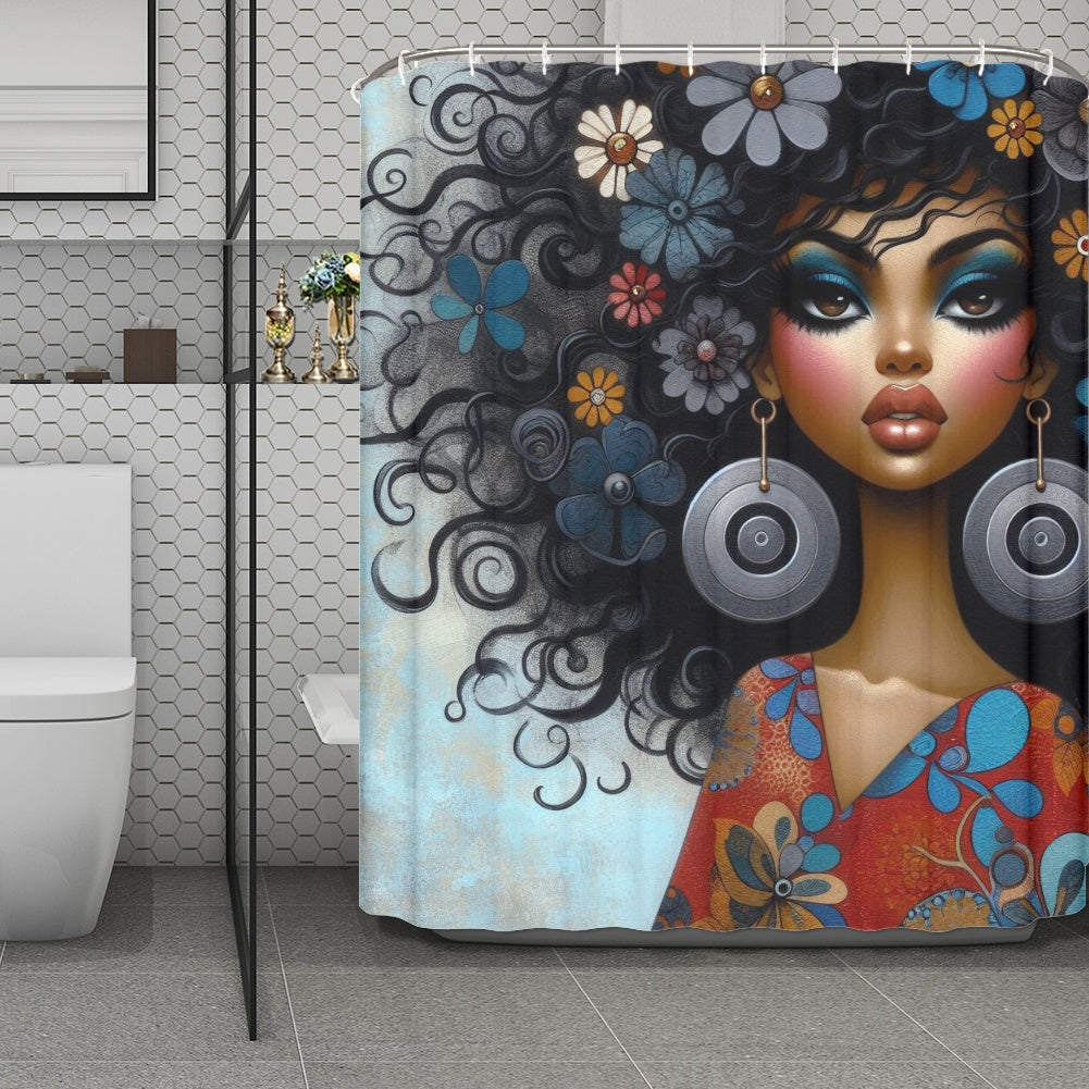 Bold & Beautiful: Afrocentric Digital Art Collection - Shower Curtain(180*180cm) - #2013