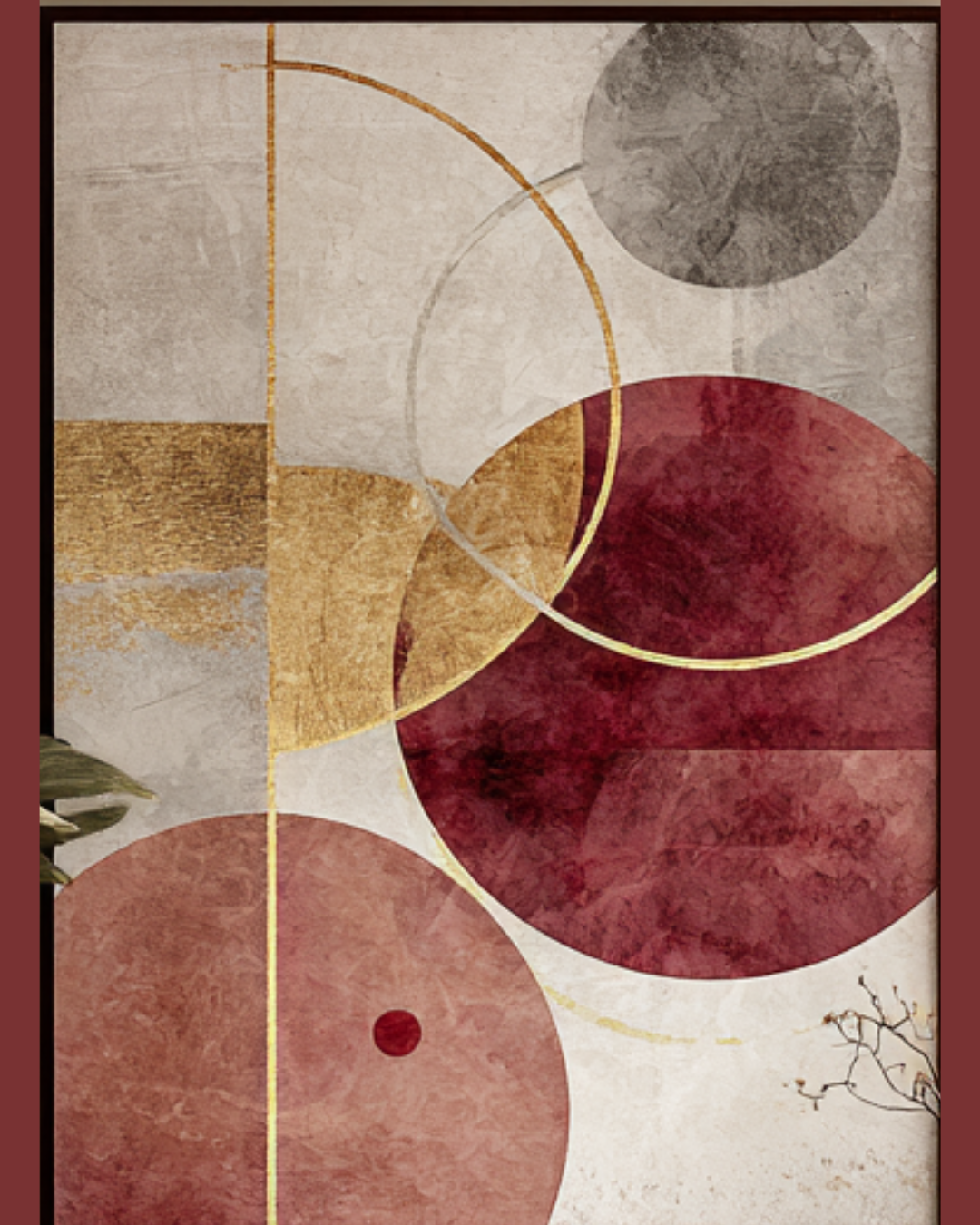 Modern Geometric Bathroom Set | Gold & Red Abstract Shower Curtain | Bold Afro-Inspired Bath Décor - Square Towel 13“x13” – L538432