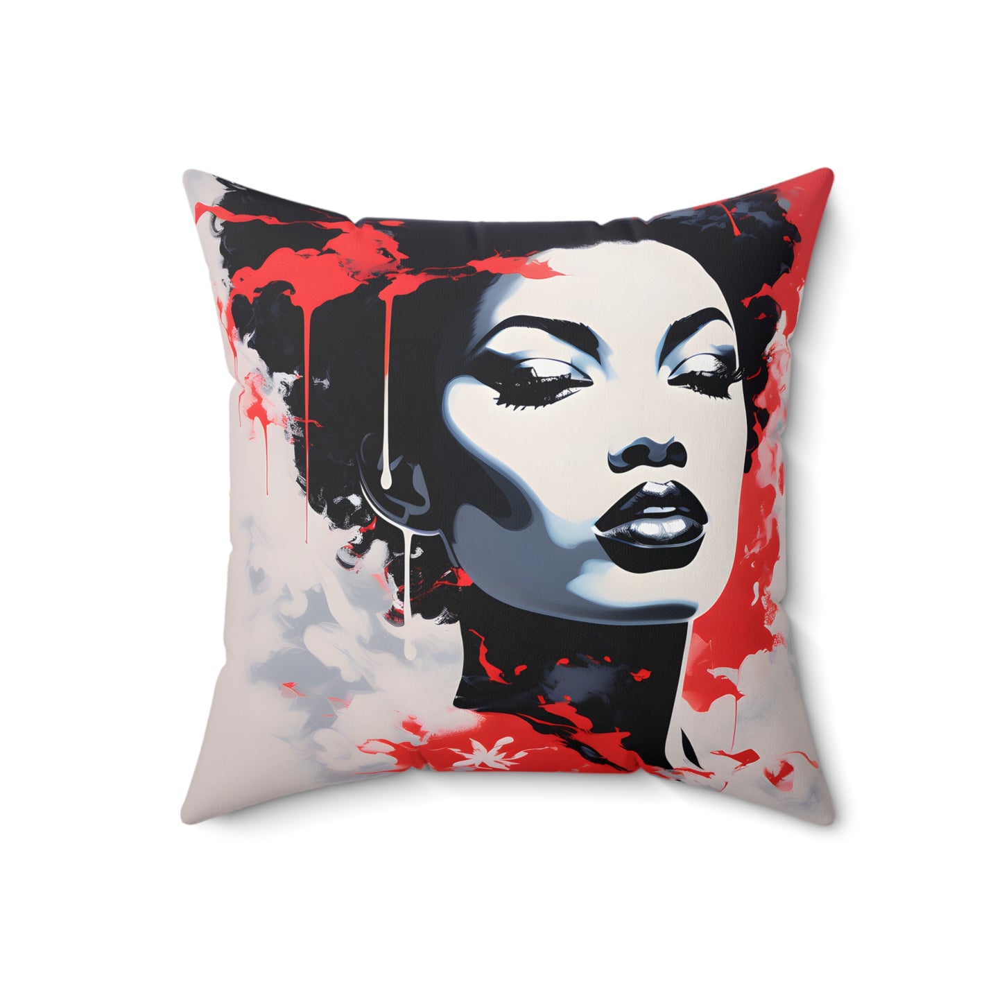 Spun Polyester Square Pillow - Black Girl Art - Velvet's View - Vibrant Visions Collection