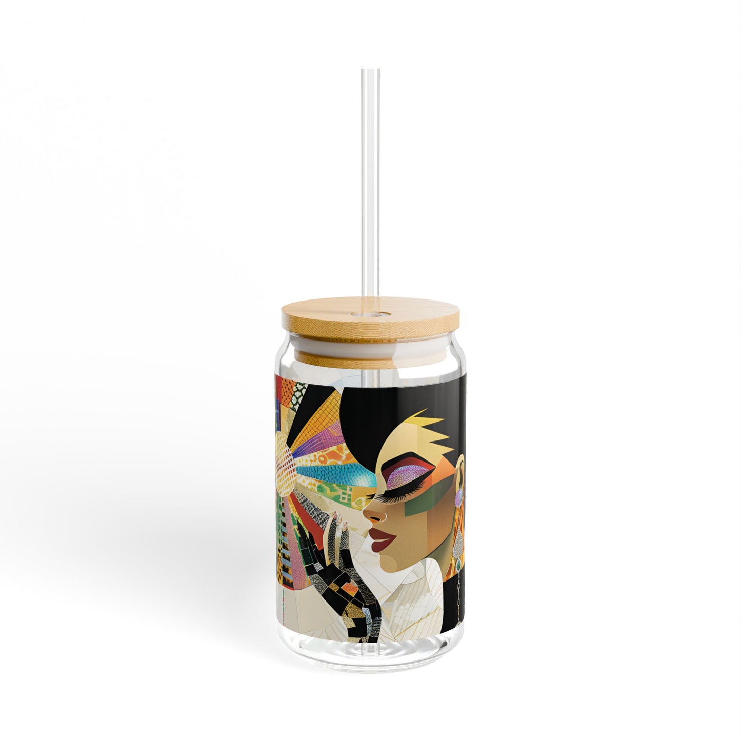 Sipper Glass - Black Girl Art - Velvet's View - Vibrant Visions - The Bohemian Collection - 16oz