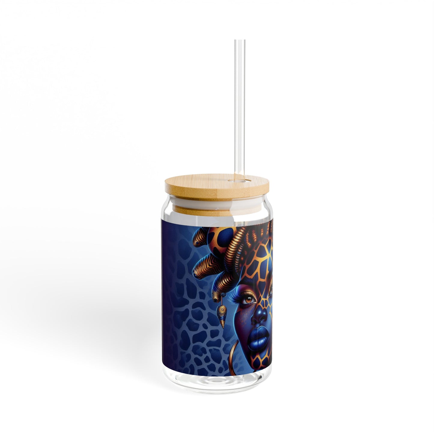Sipper Glass - Black Girl Art - Velvet's View - Regal Radiance Collection - 16oz