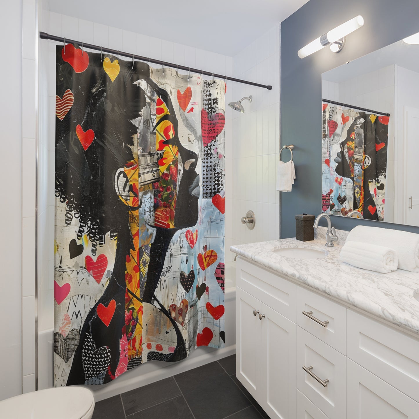 Shower Curtain - Black Girl Art - Velvet's View - Heartfelt Reflections Collection -- #2022