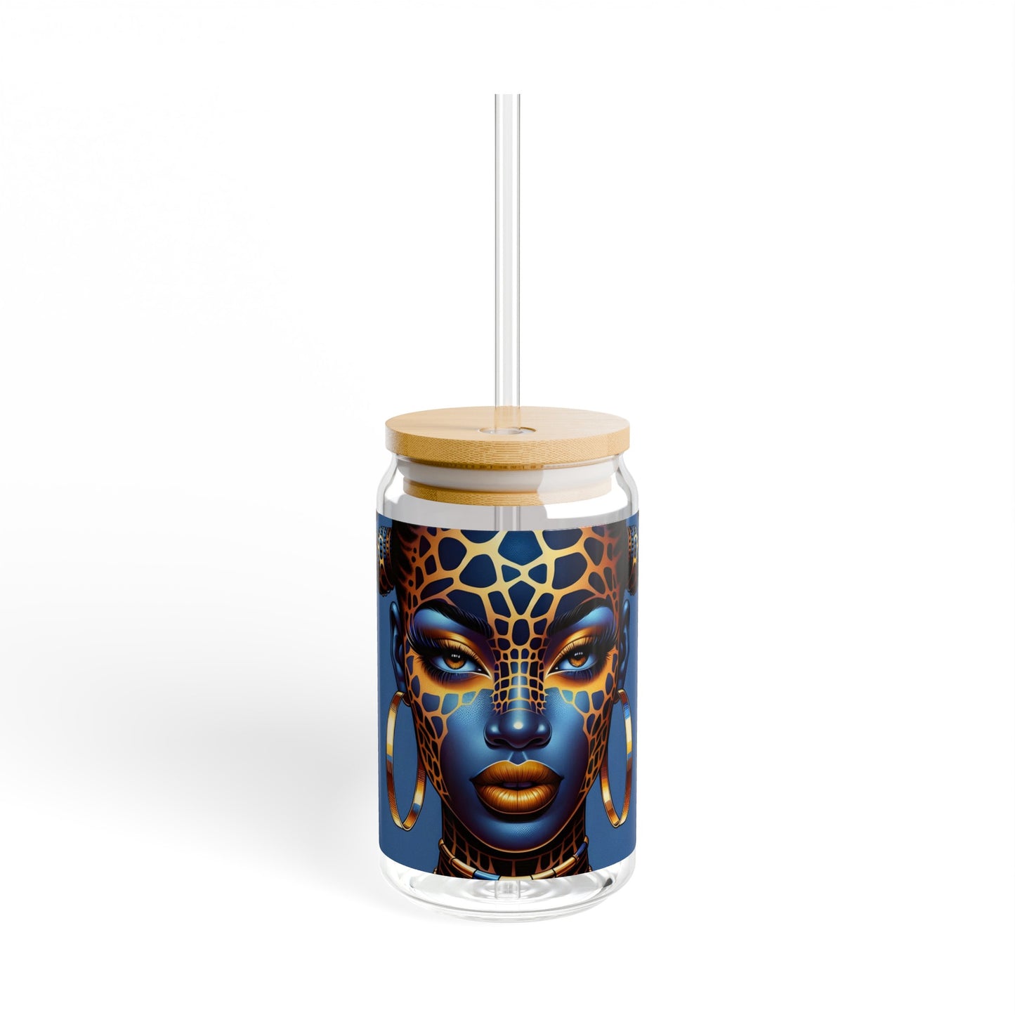 Sipper Glass - Black Girl Art - Velvet's View - Regal Radiance Collection - 16oz