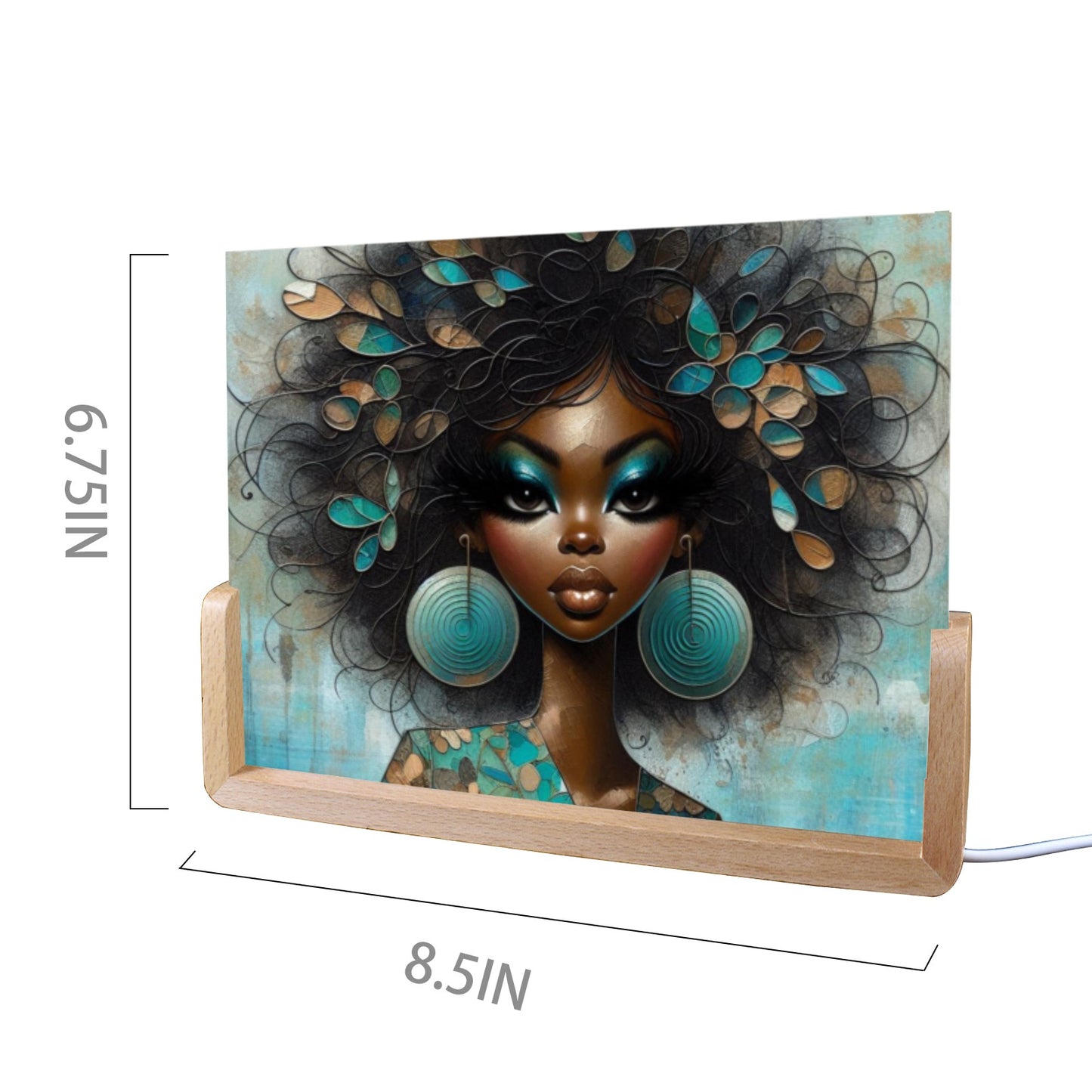 Bold & Beautiful: Afrocentric Digital Art Collection - Acrylic Photo Night Light 8"x6"(U-Shaped Beech Base) - #2019