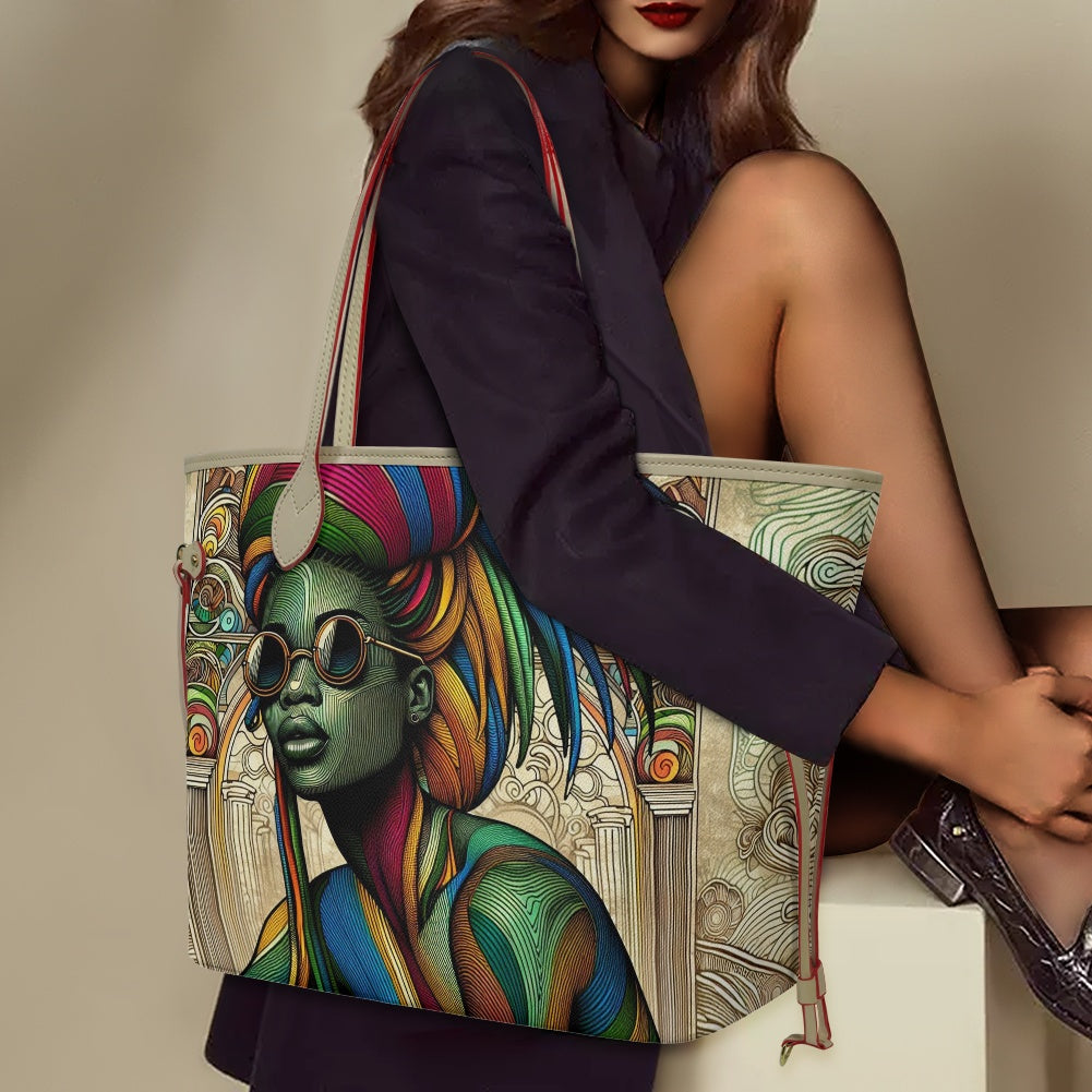 Rhythmic Radiance: Afrocentric Artistry for Fashion Accessories - Women PU Leather Handbags - #2011