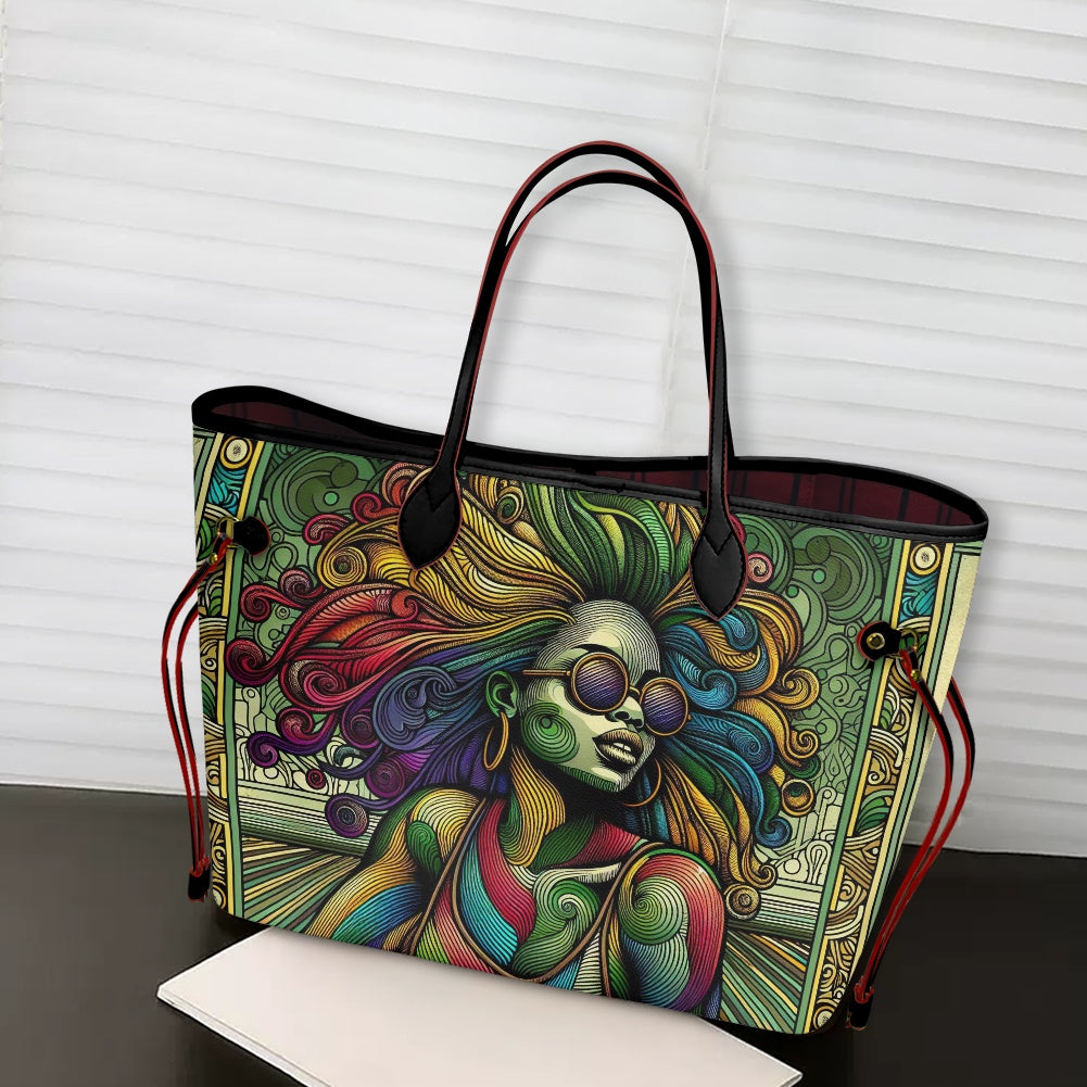 Rhythmic Radiance: Afrocentric Artistry for Fashion Accessories - Women PU Leather Handbags - #2012