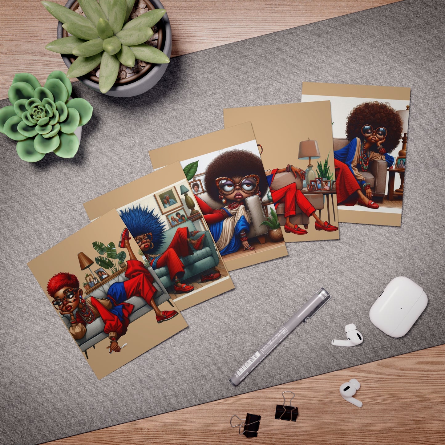 Afro Chic Collection: Greeting Cards with Attitude Multi-Design Greeting Cards Collection (5-Pack)