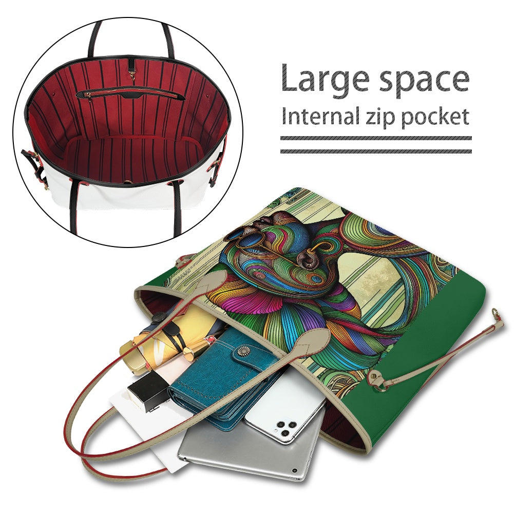 Rhythmic Radiance: Afrocentric Artistry for Fashion Accessories - Women PU Leather Handbags - #2013