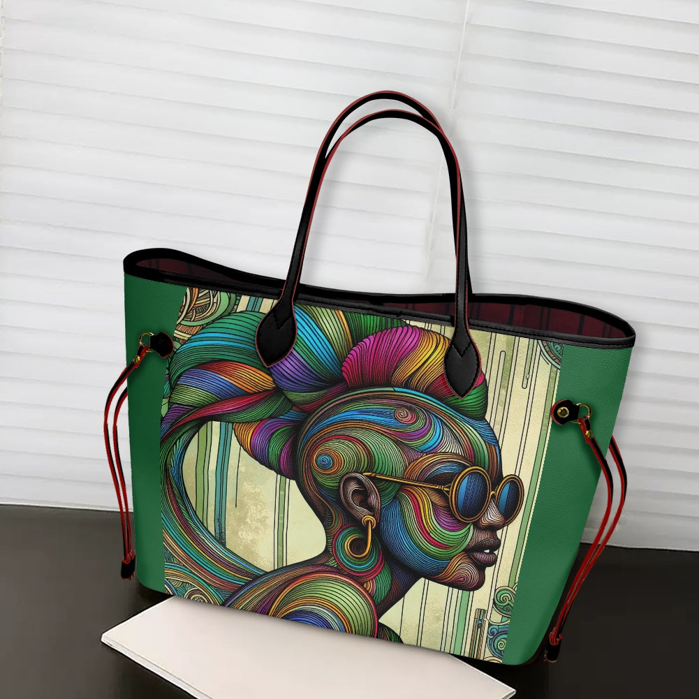 Rhythmic Radiance: Afrocentric Artistry for Fashion Accessories - Women PU Leather Handbags - #2013