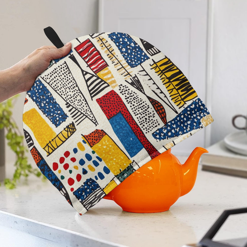 Cavcas Teapot Cover - Velvet's View - Elegant Adinkra-Inspired Fabric Collection -