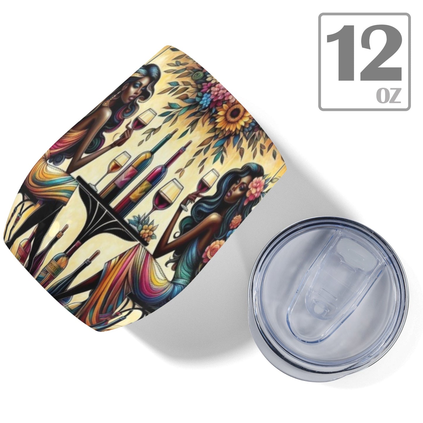 12oz Wine Tumbler - Velvet's View - Sip & Savor - Exquisite Elegance Coaster and Wine Tumbler Collection