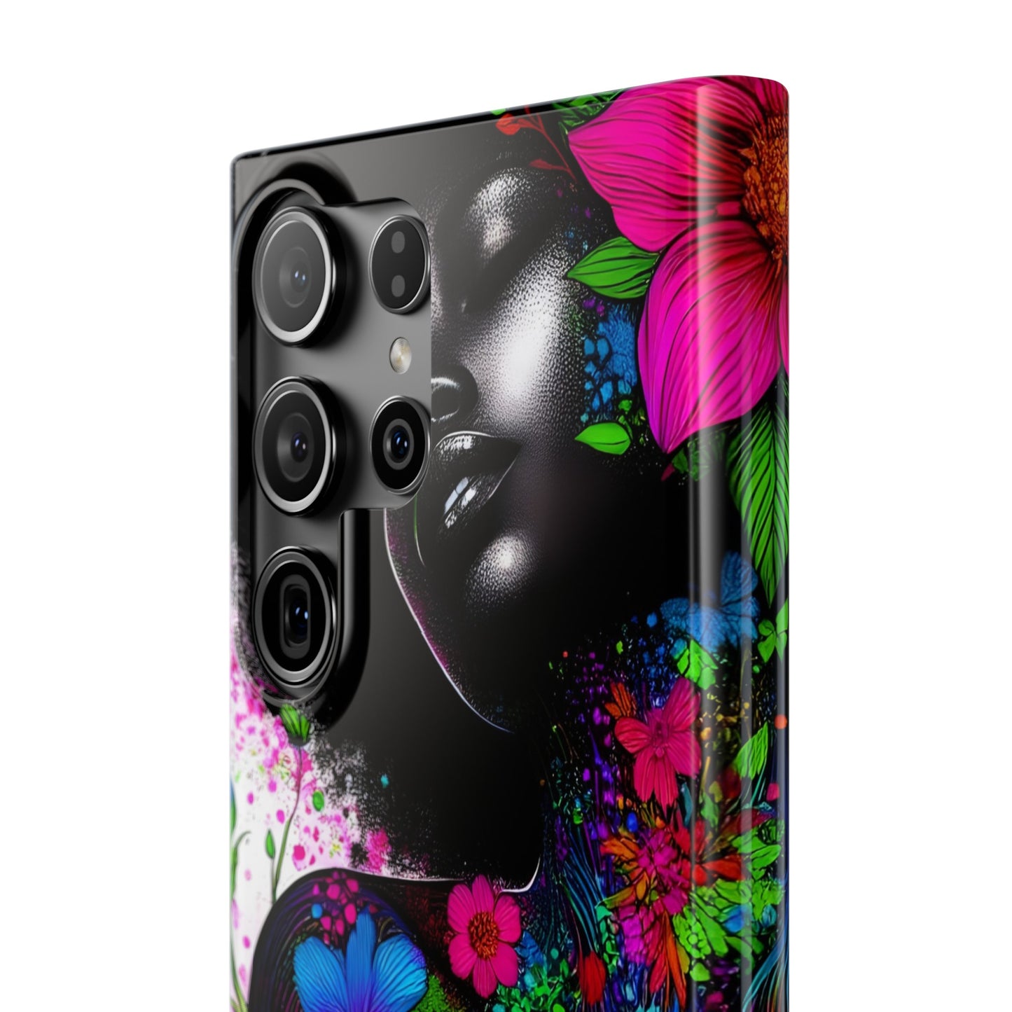 Slim Phone Cases - Black Girl Art - Velvet's View - Floral Fusion - The Essence of Nature and Beauty