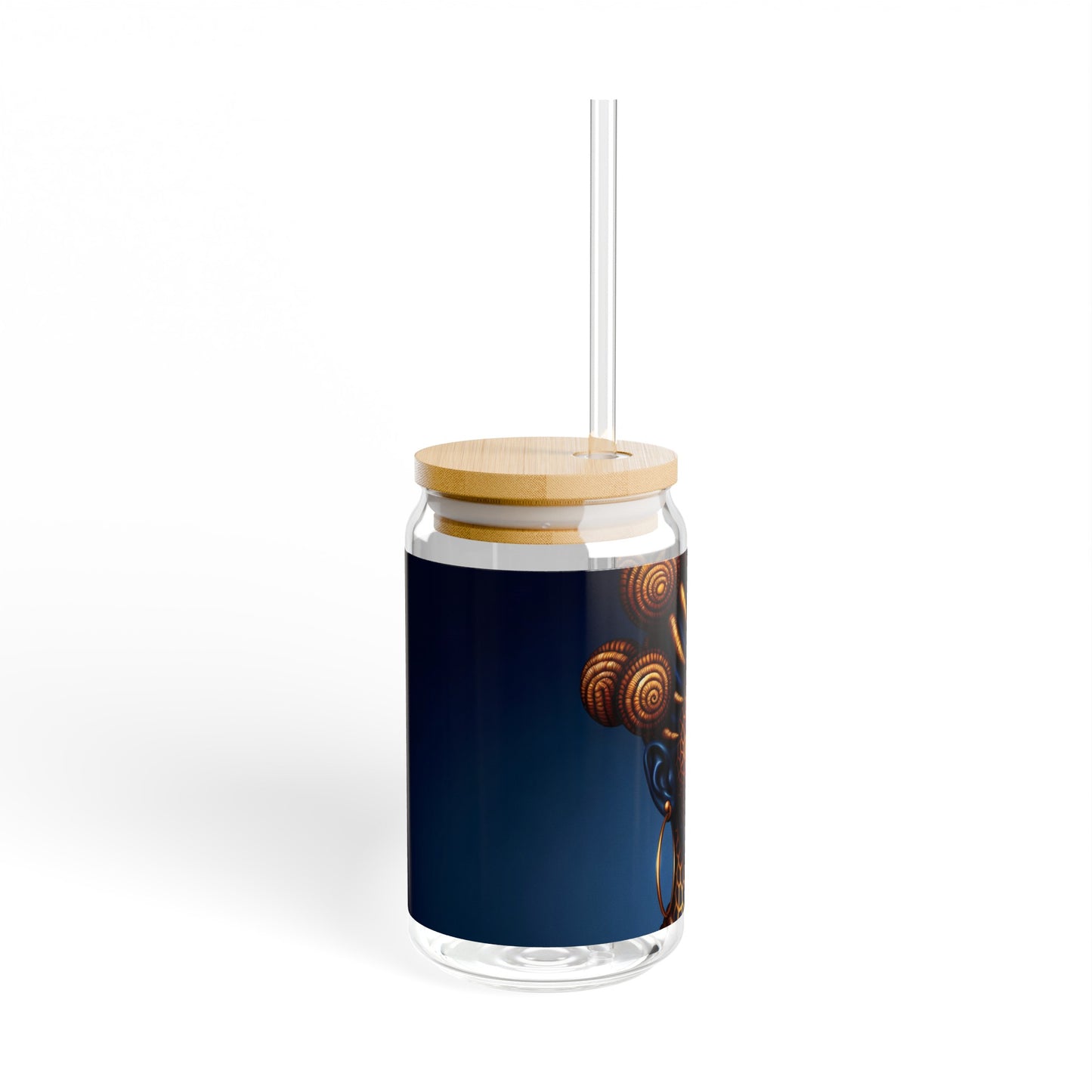 Sipper Glass - Black Girl Art - Velvet's View - Regal Radiance Collection - 16oz
