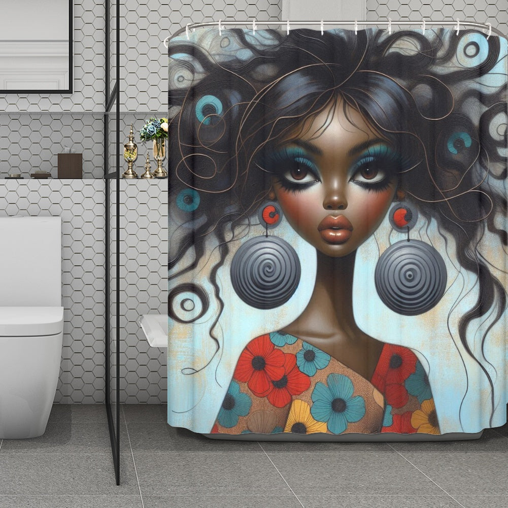 Bold & Beautiful: Afrocentric Digital Art Collection - Shower Curtain(180*180cm) - #2011