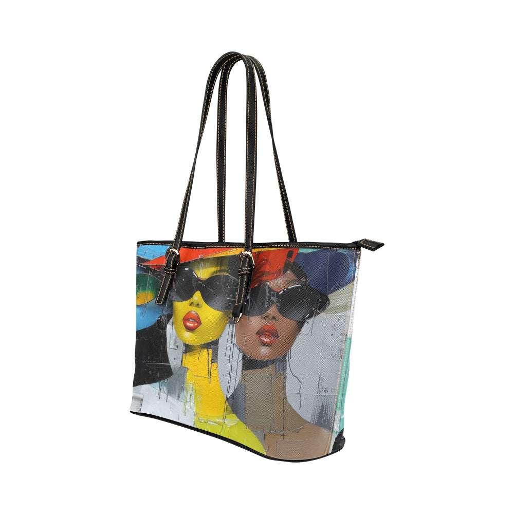 Fashion Queens: A Digital Art Collection - Leather Tote Bag/Large (Model 1651) - #2011