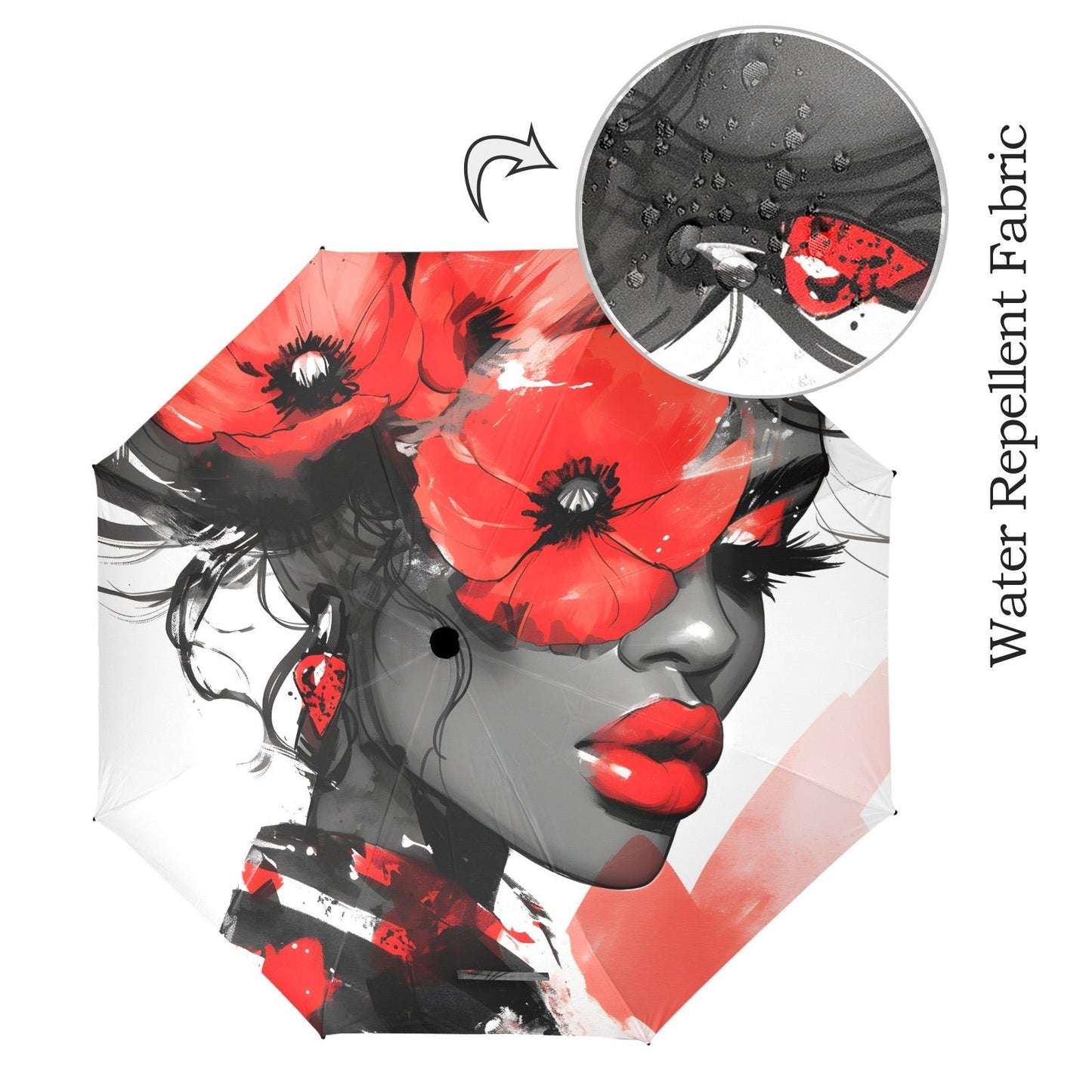 Bold Elegance: The Poppy Collection - Semi-Automatic Foldable Umbrella (Model U12) - #2011