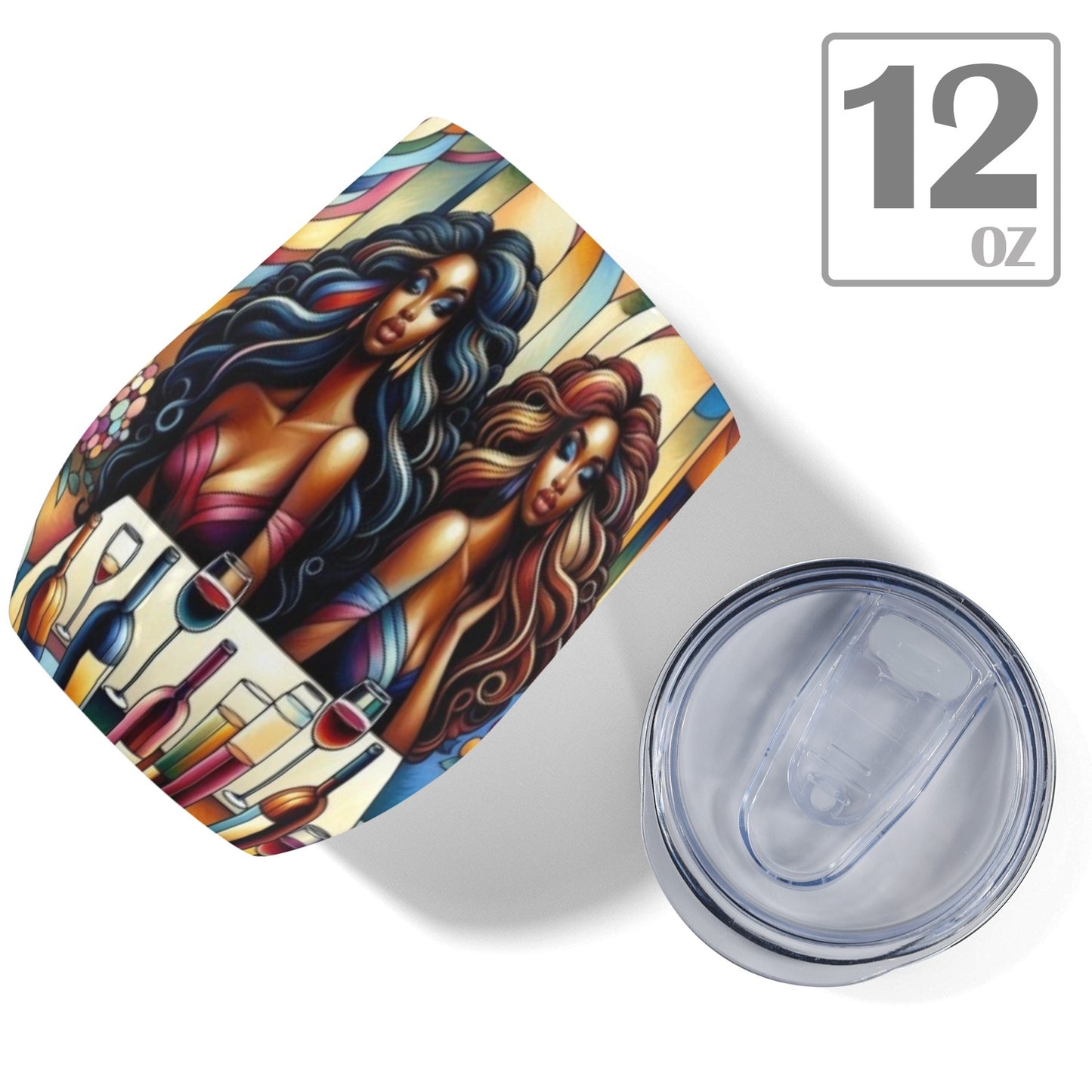 12oz Wine Tumbler - Velvet's View - Sip & Savor - Exquisite Elegance Coaster and Wine Tumbler Collection