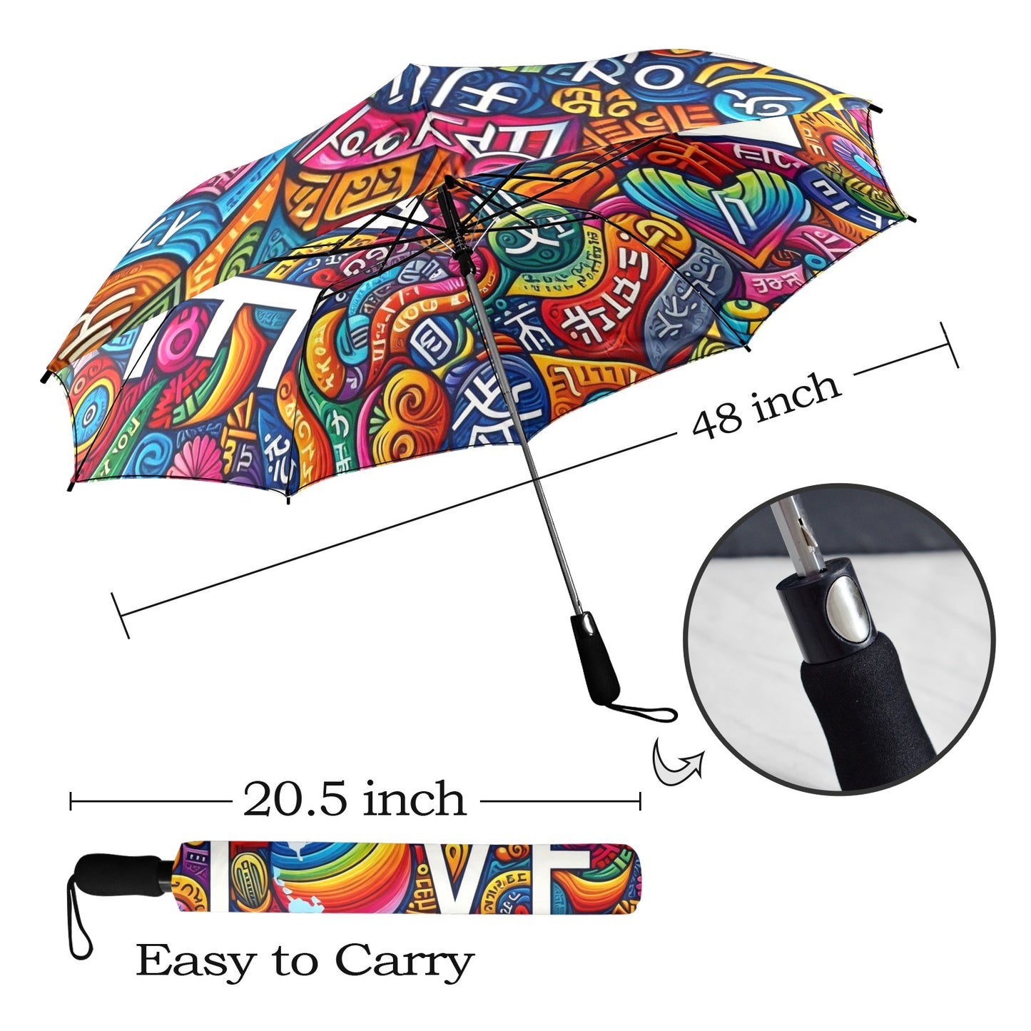 Radiant Hearts Collection - Semi-Automatic Foldable Umbrella (Model U12) - #2011