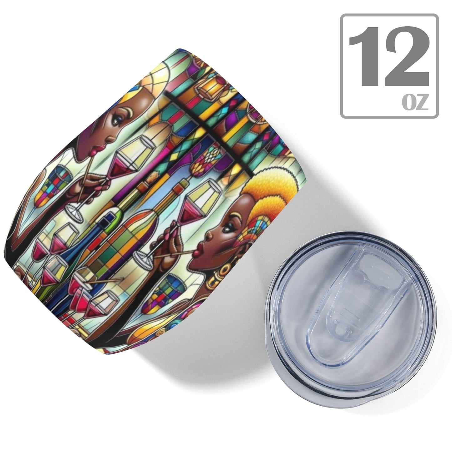 12oz Wine Tumbler - Velvet's View - Sip & Savor - Exquisite Elegance Coaster and Wine Tumbler Collection