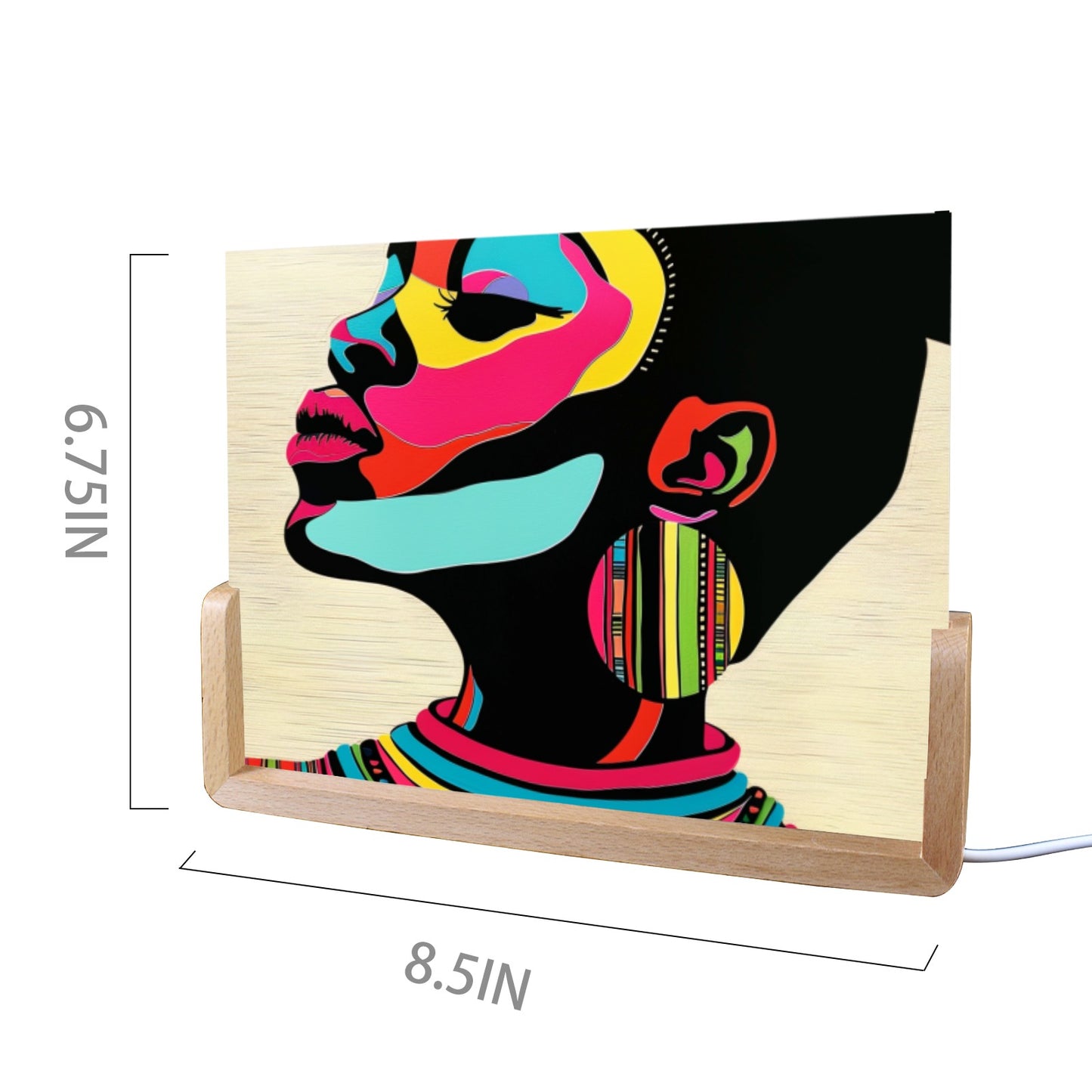 Radiant Expressions: The Bold Faces Collection - Acrylic Photo Night Light 8"x6"(U-Shaped Beech Base) - #2012
