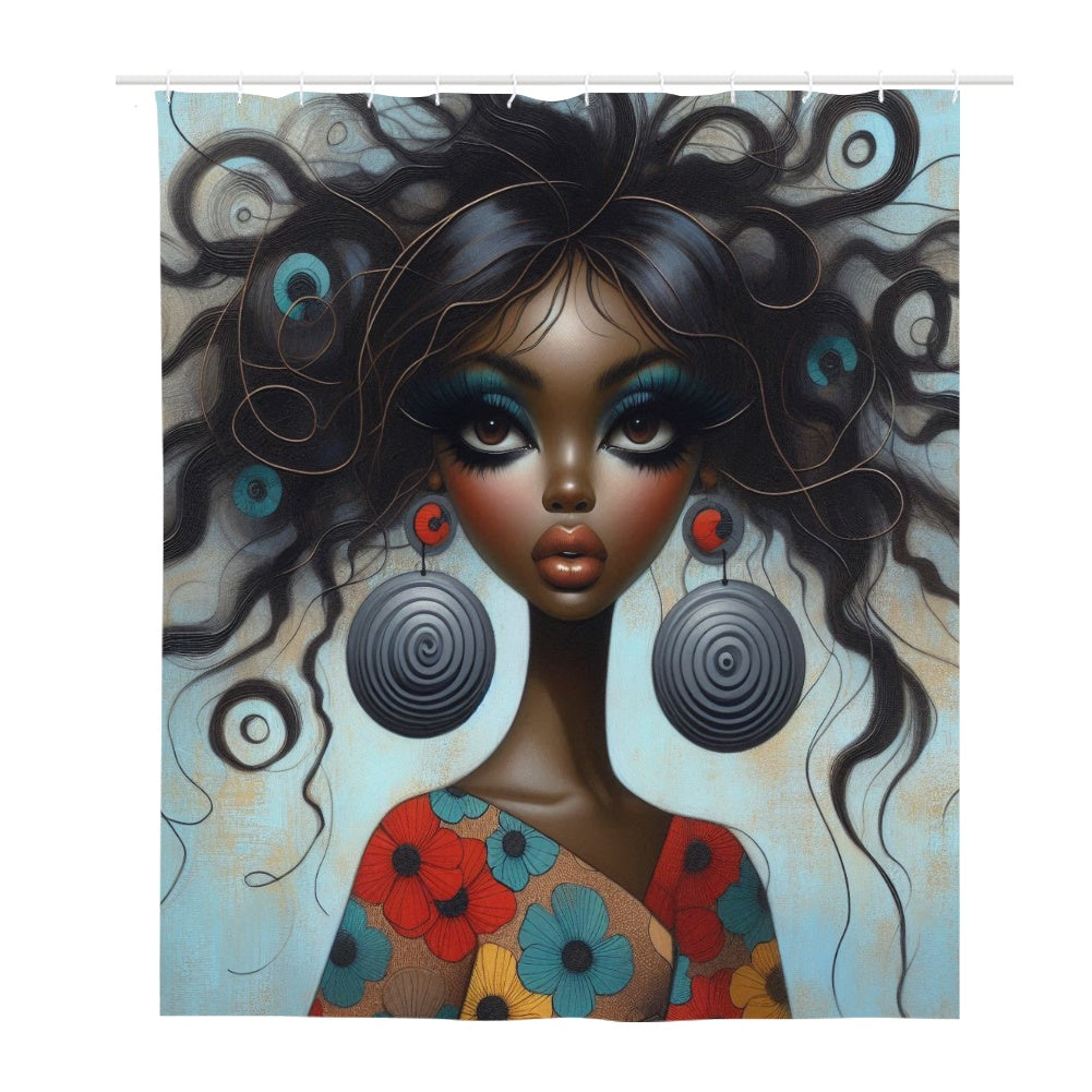 Bold & Beautiful: Afrocentric Digital Art Collection - Shower Curtain(180*180cm) - #2011