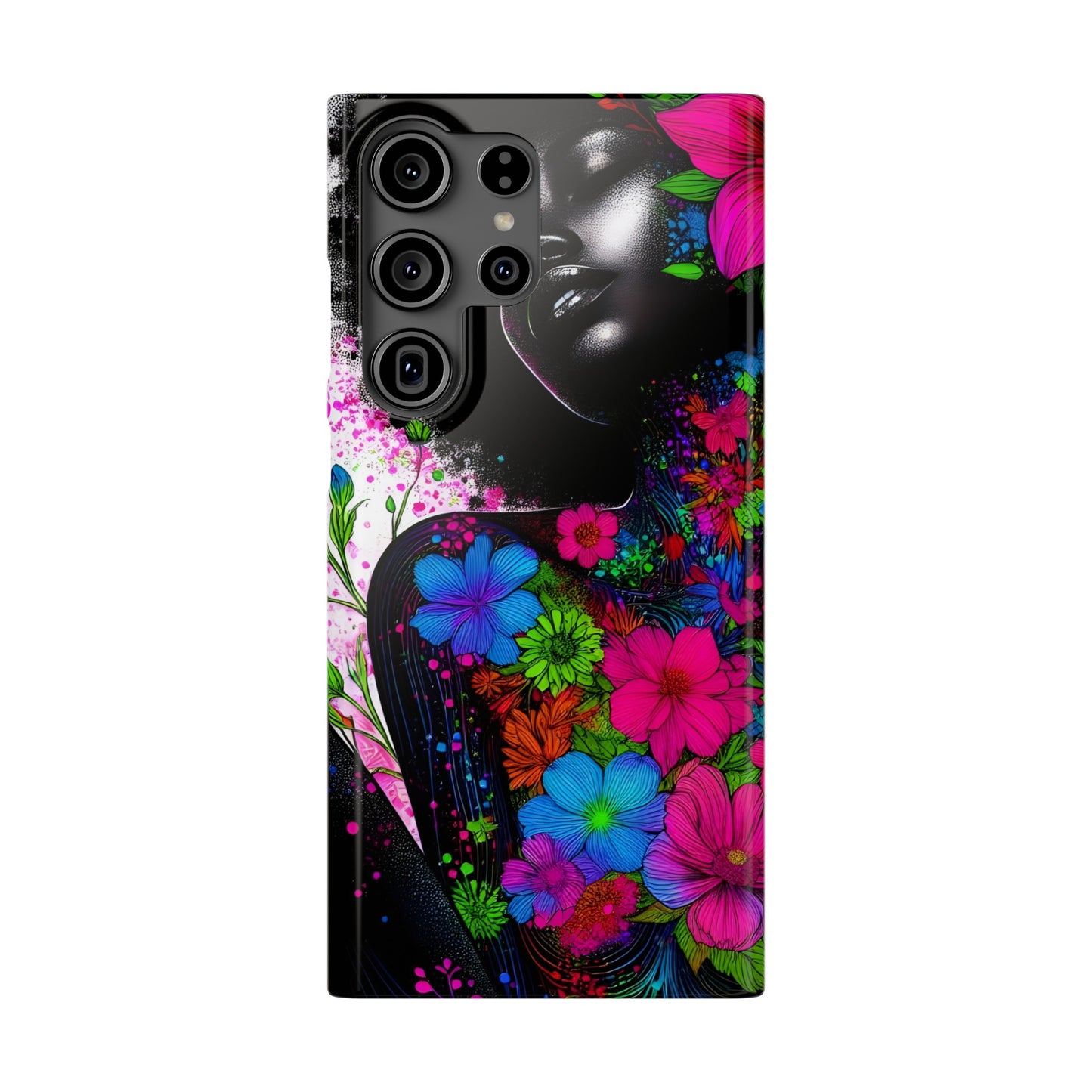 Slim Phone Cases - Black Girl Art - Velvet's View - Floral Fusion - The Essence of Nature and Beauty