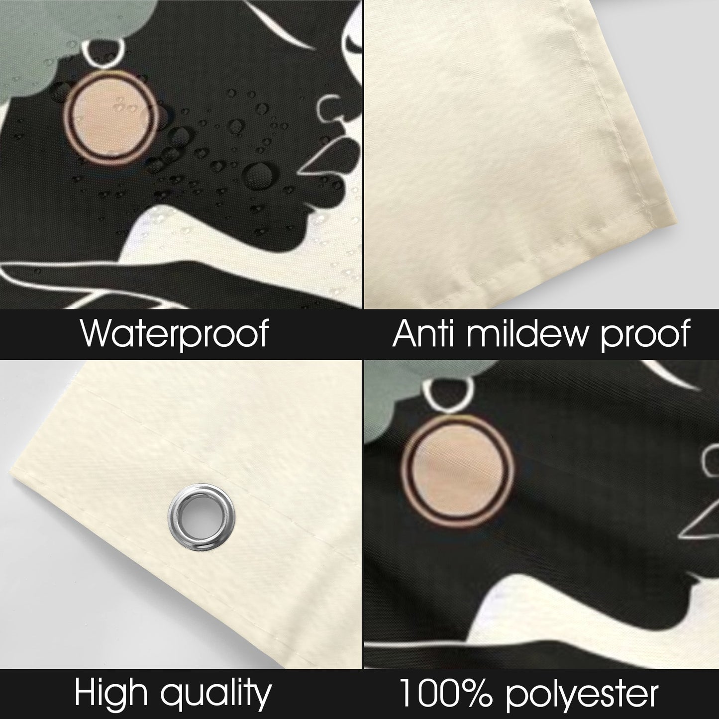 Afro Royalty Shower Curtain Collection – Black Queen Silhouette Art for Bathroom Décor - 64824525