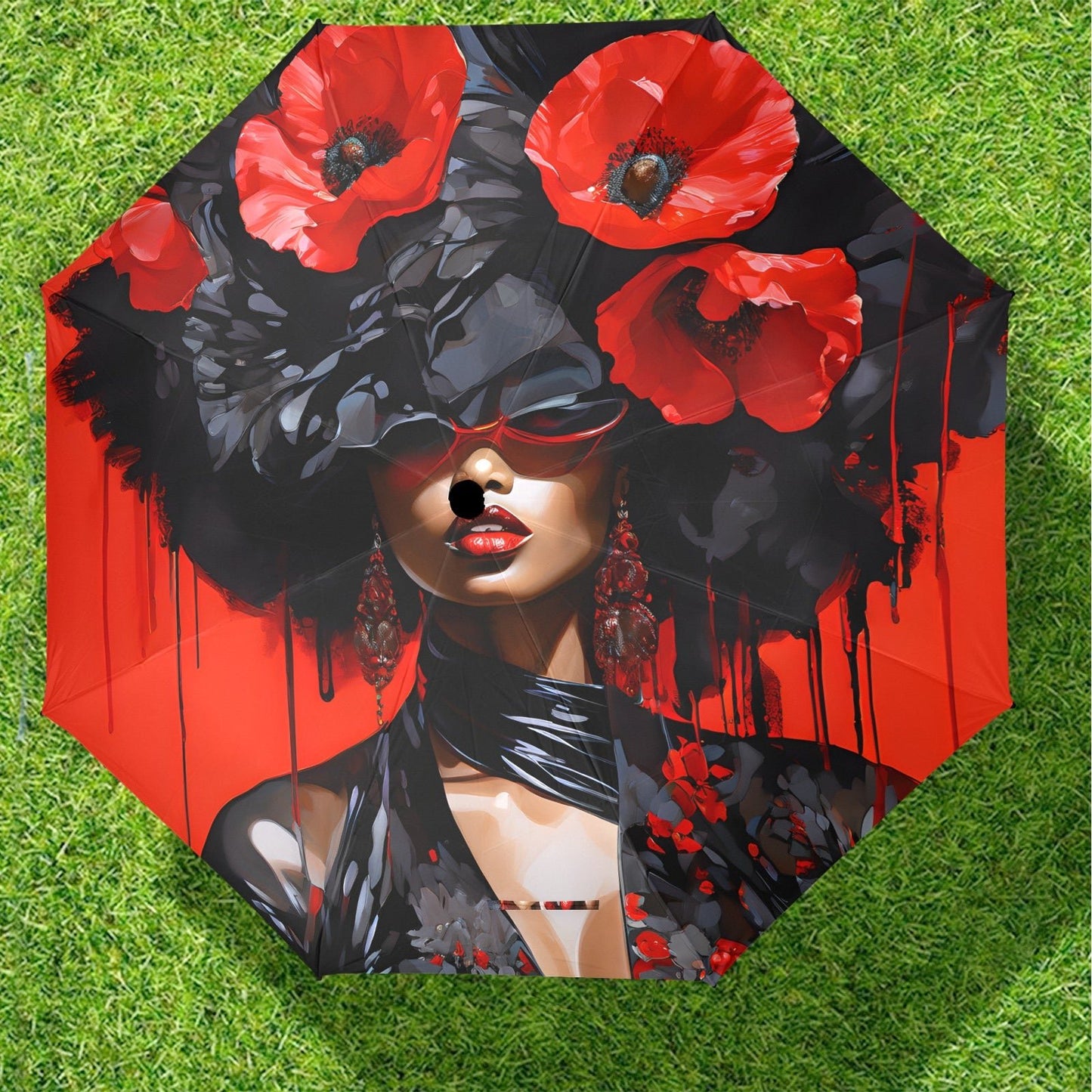 Bold Elegance: The Poppy Collection - Semi-Automatic Foldable Umbrella (Model U12) - #2022