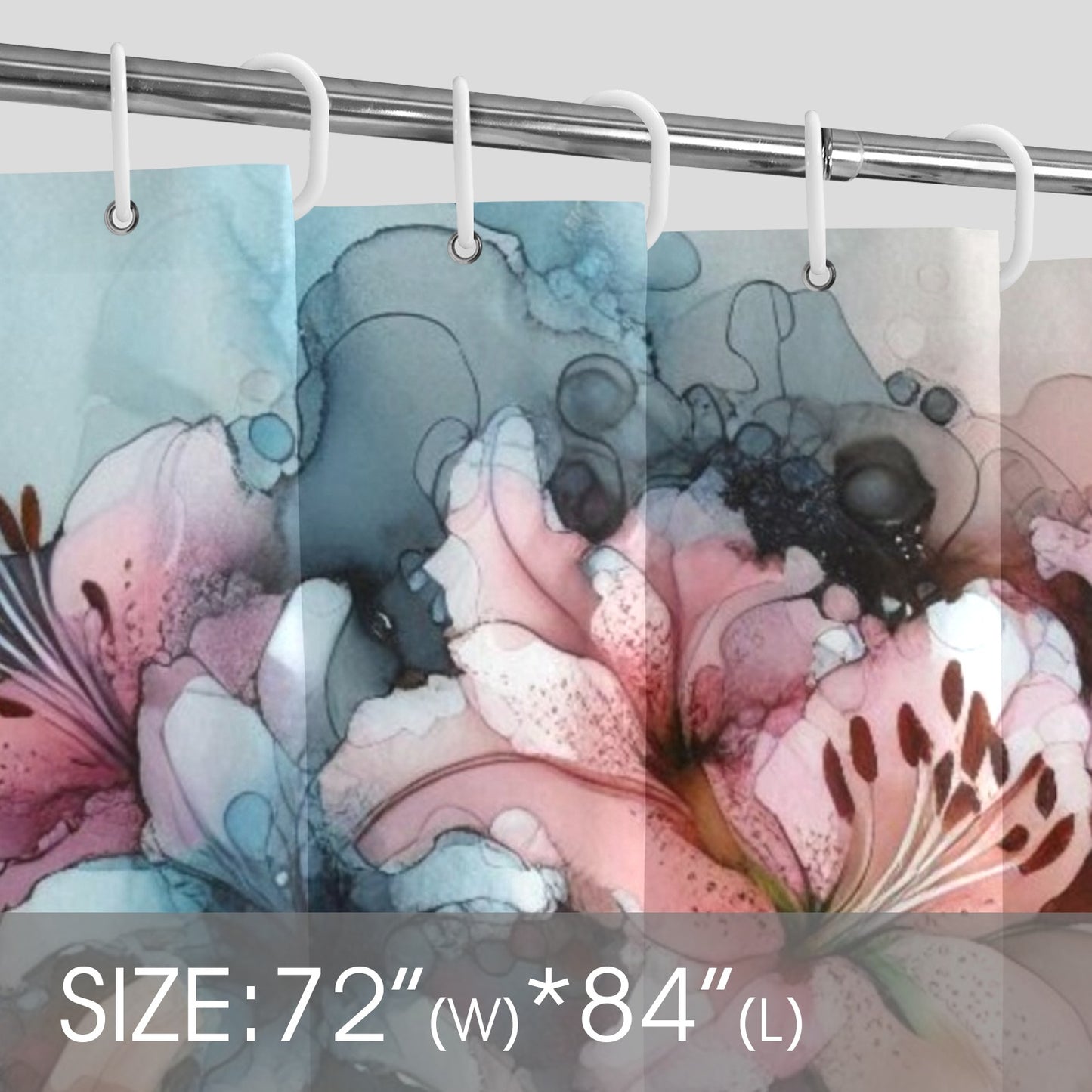 Urban Bloom Afro Shower Curtain – Black Woman Art with Cityscape & Floral Afro - 777994