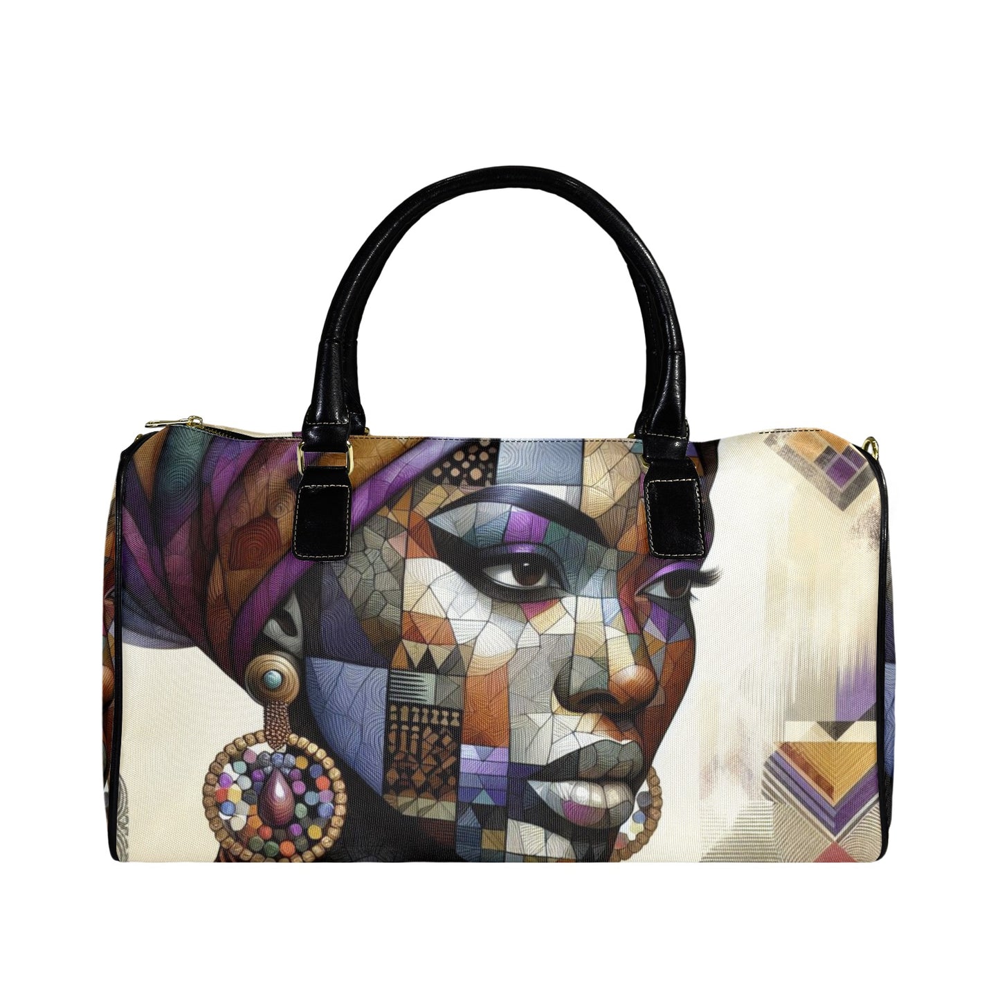 Mosaic Majesty: A Fusion of Tradition and Modernity - #2024 Large Capacity Travel Bag-Small (Black Short Patch) (1737)