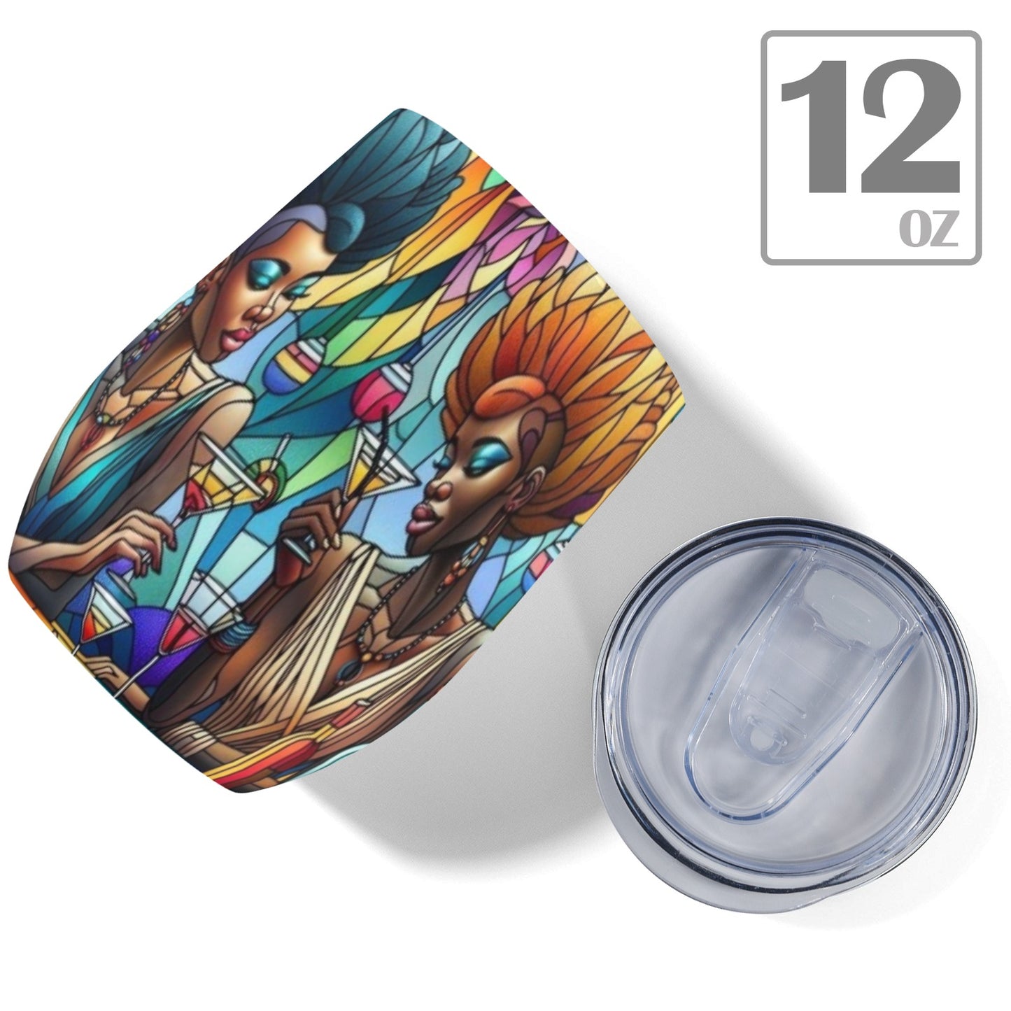 12oz Wine Tumbler - Velvet's View - Sip & Savor - Exquisite Elegance Coaster and Wine Tumbler Collection