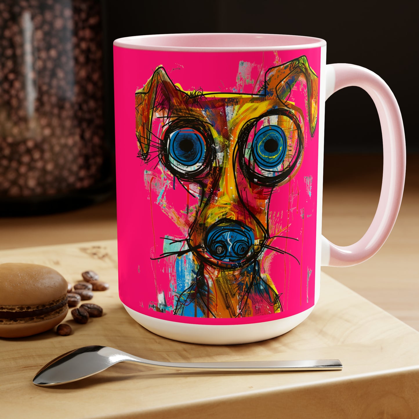 Funny Dog Two-Tone Coffee Mugs, 15oz