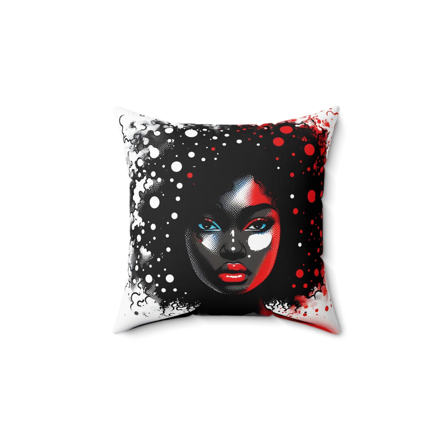 Spun Polyester Square Pillow - Black Girl Art - Velvet's View - Vibrant Visions Collection