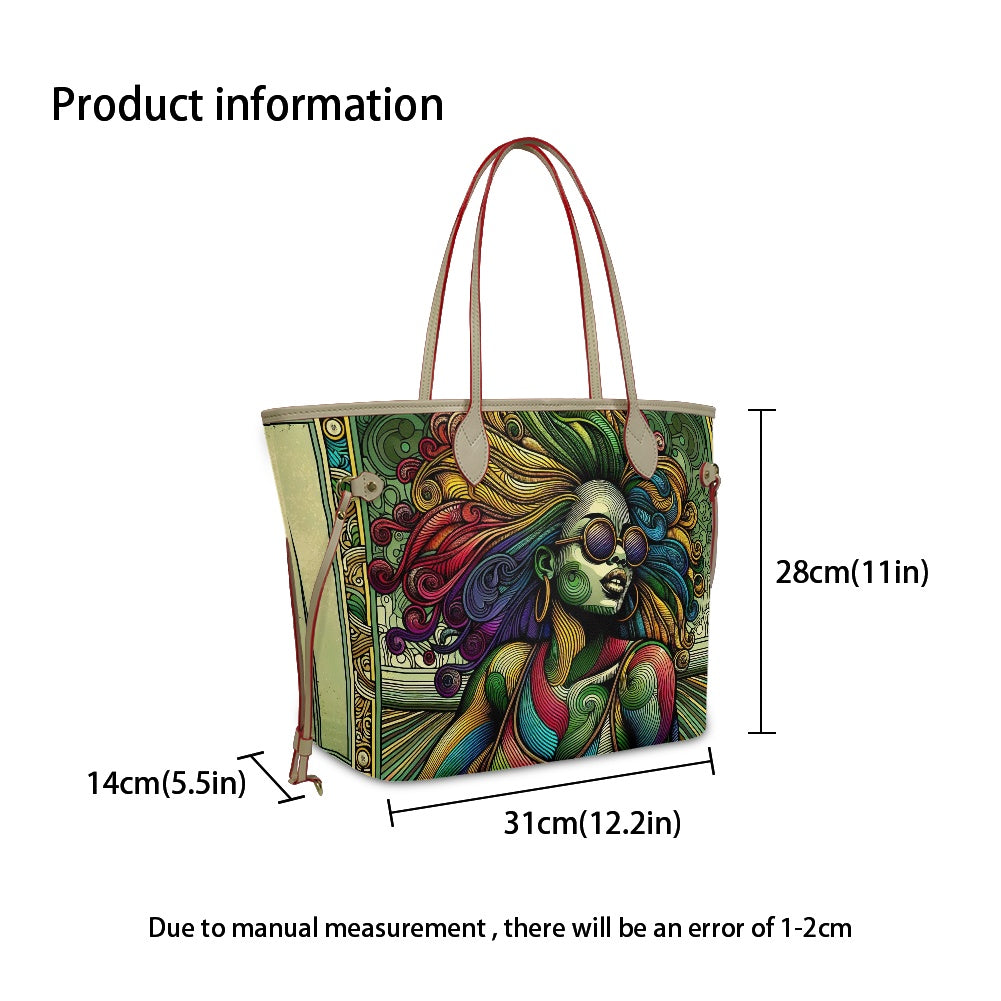 Rhythmic Radiance: Afrocentric Artistry for Fashion Accessories - Women PU Leather Handbags - #2012
