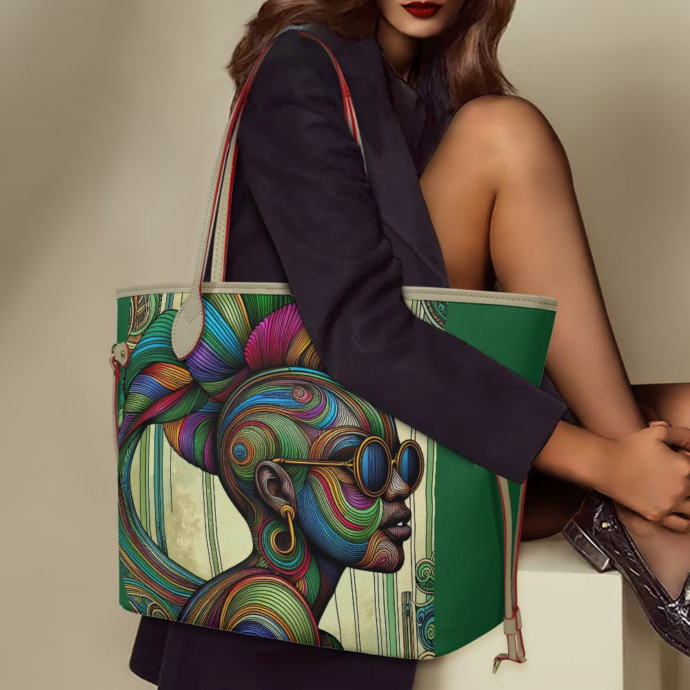 Rhythmic Radiance: Afrocentric Artistry for Fashion Accessories - Women PU Leather Handbags - #2013