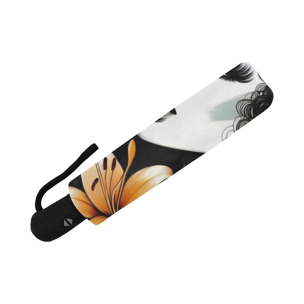 Urban Blossoms: Vibrant Cityscapes and Floral Dreams – Collection - Auto-Foldable Umbrella (Model U04) - #2013