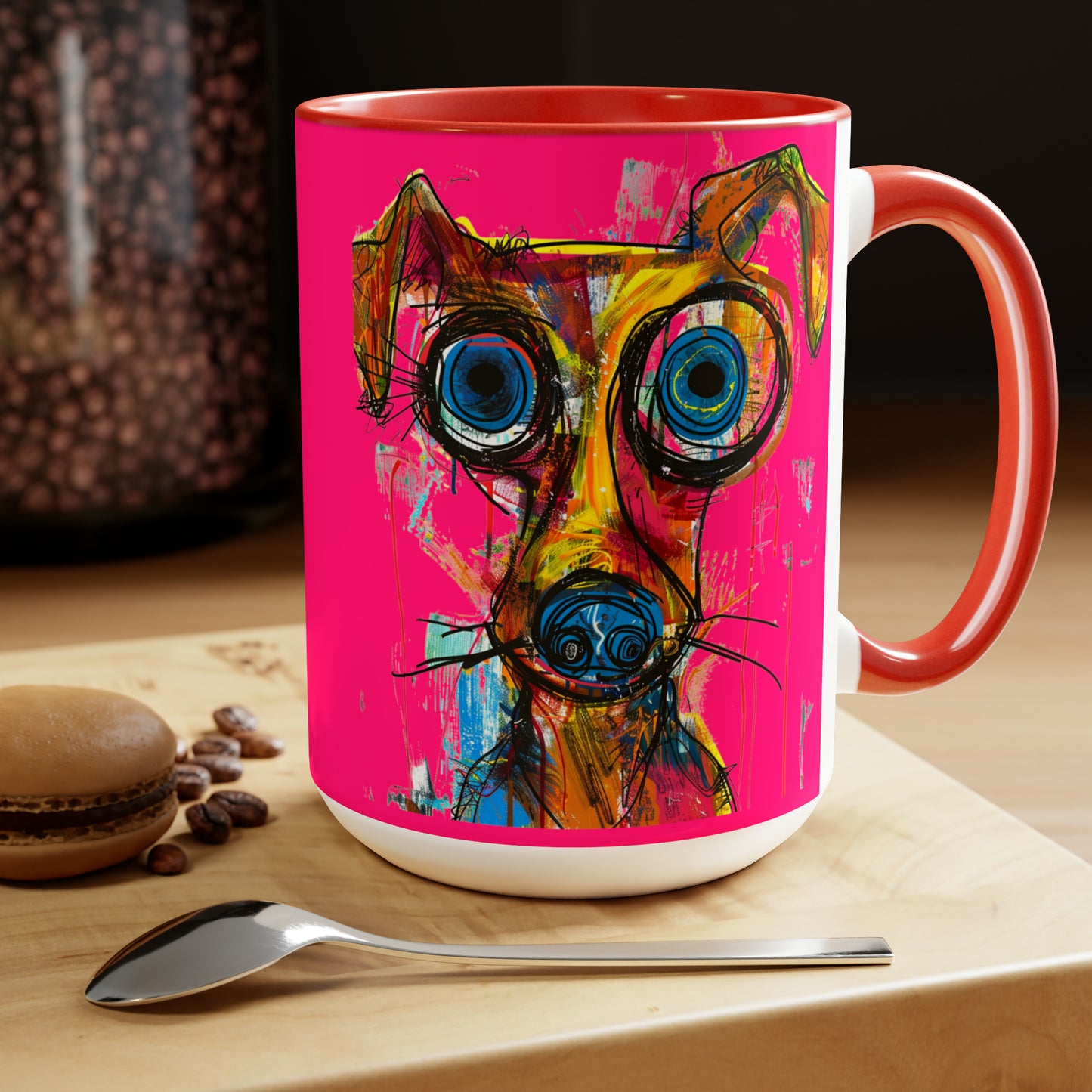 Funny Dog Two-Tone Coffee Mugs, 15oz