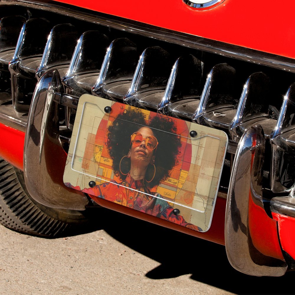 License Plate (4 Round Holes) License Plate - Velvet's View - Colorful Rhythms - The Afrocentric Expression Collection